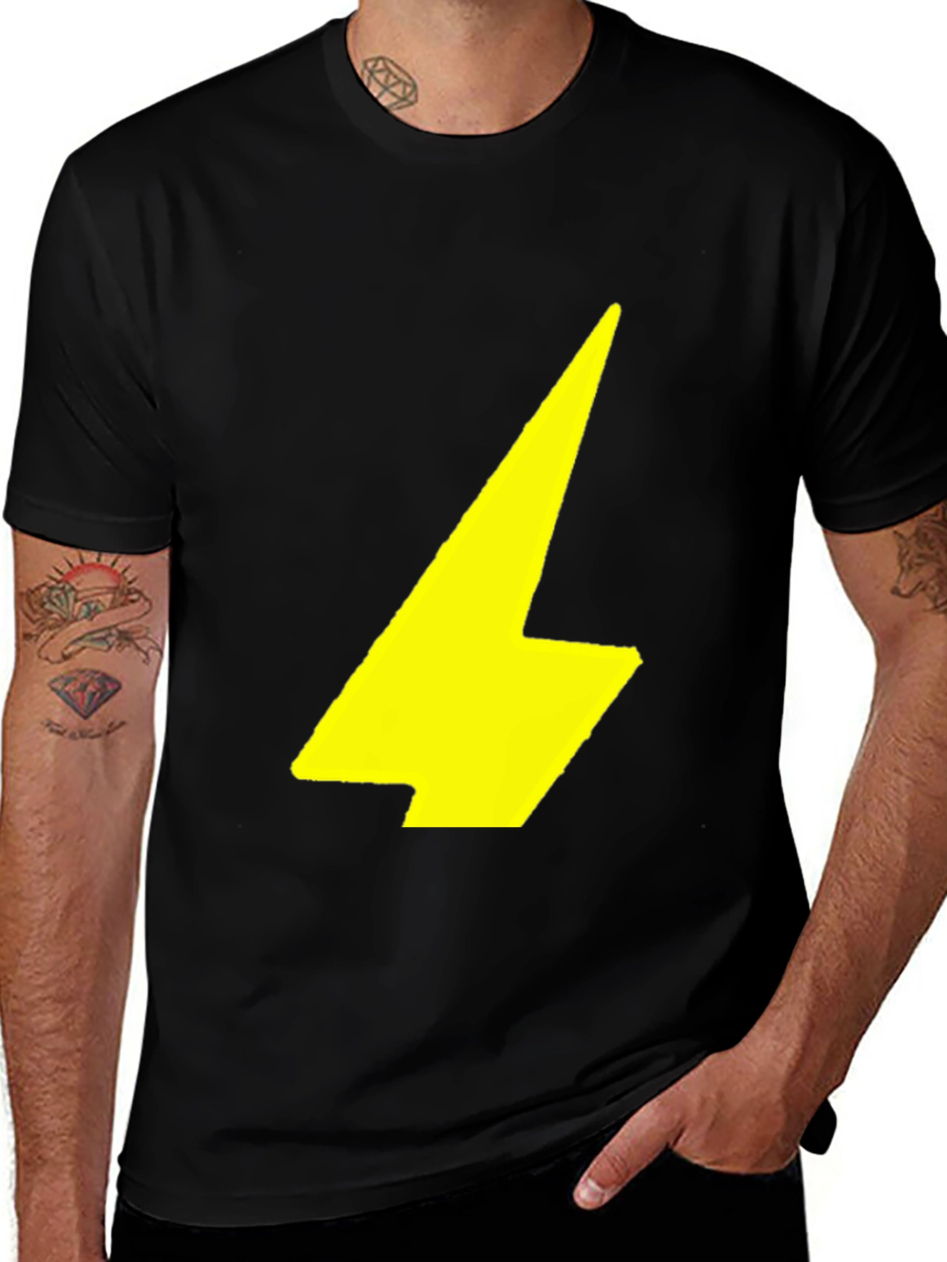Variant 19 of Black T-Shirt with Yellow Lightning Bolt Graphic