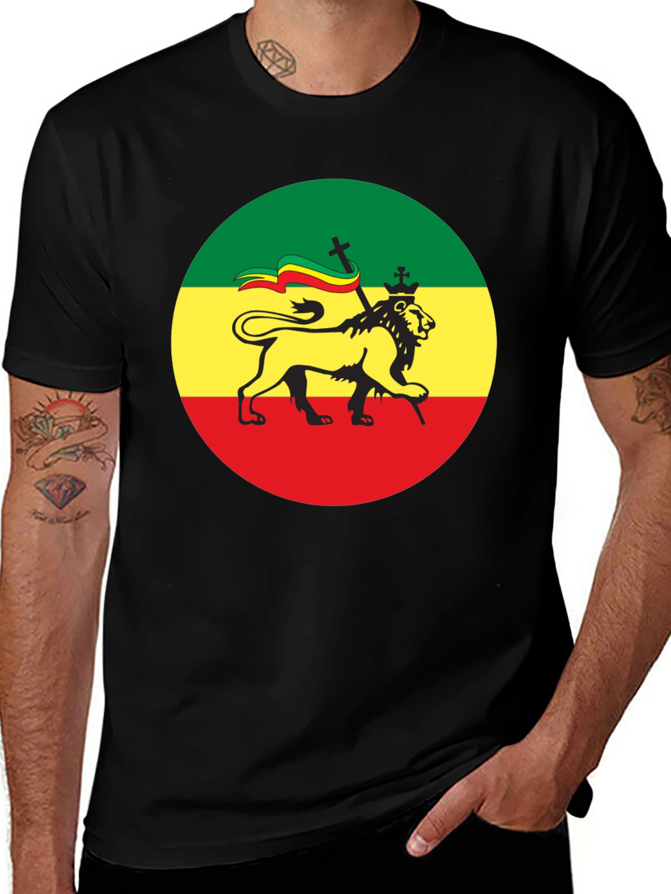 Rasta Lion Black T-Shirt Reggae Roots Style
