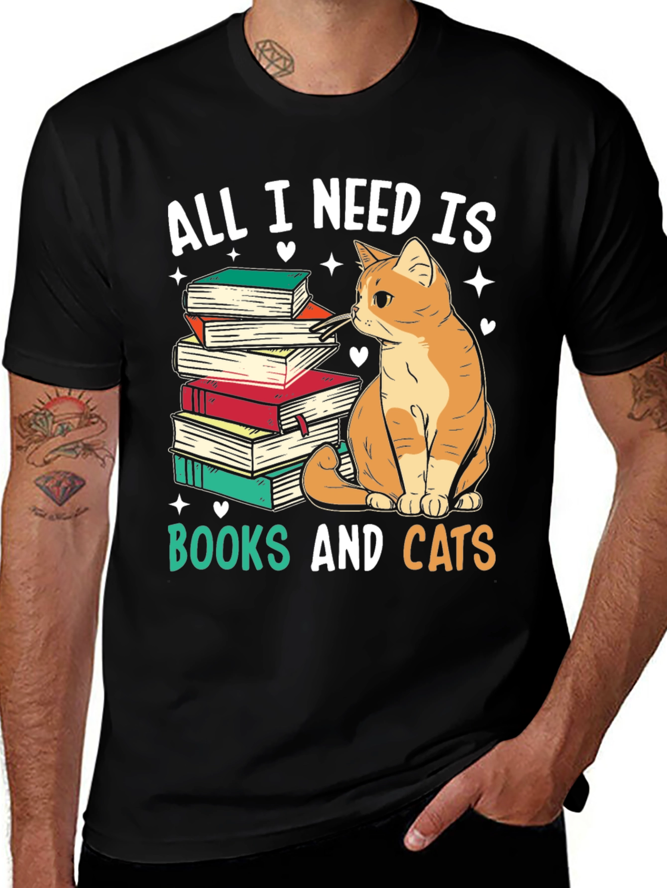 Variant 30 of All I Need Is Books And Cats Graphic Tee
