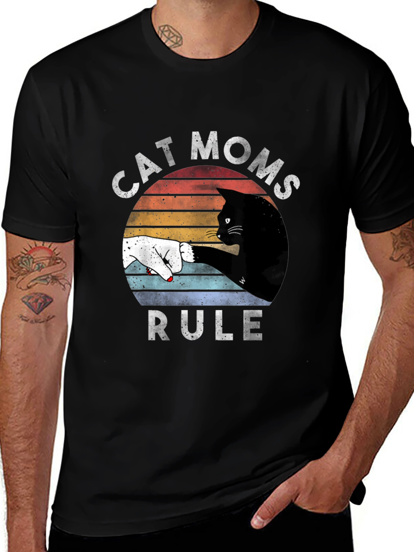 Variant 27 of Cat Moms Rule Graphic Tee