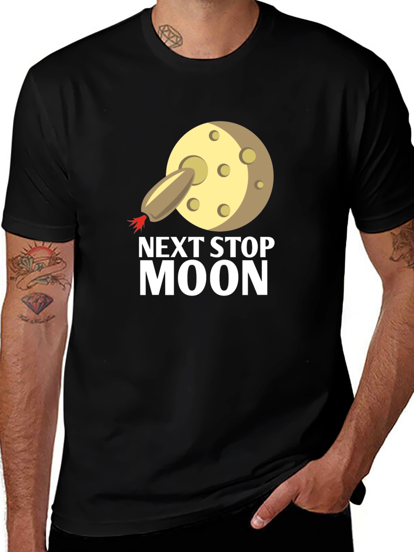 Variant 23 of Next Stop Moon T-Shirt - Black Cotton Tee