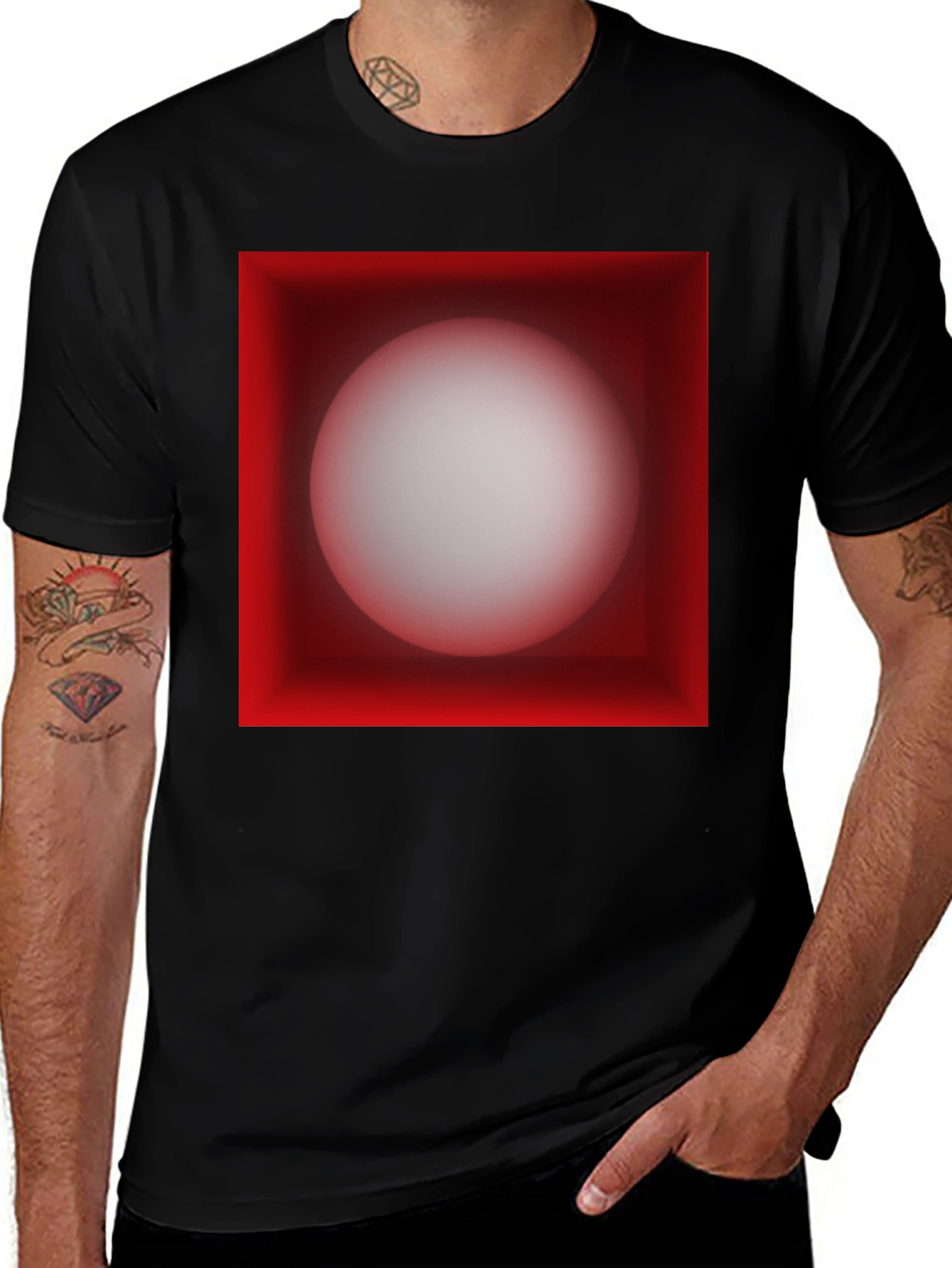Variant 16 of Red Box Sphere Graphic Tee - Modern Casual Style