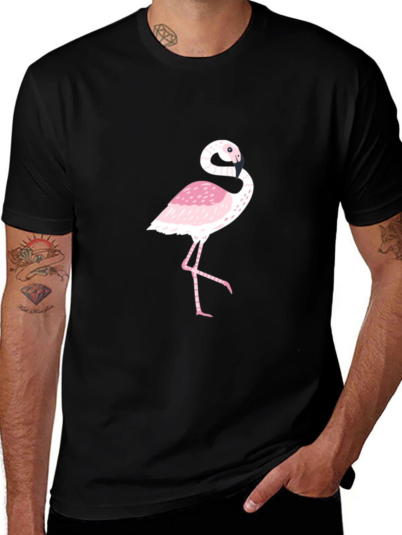Variant 14 of Flamingo Graphic Black T-Shirt