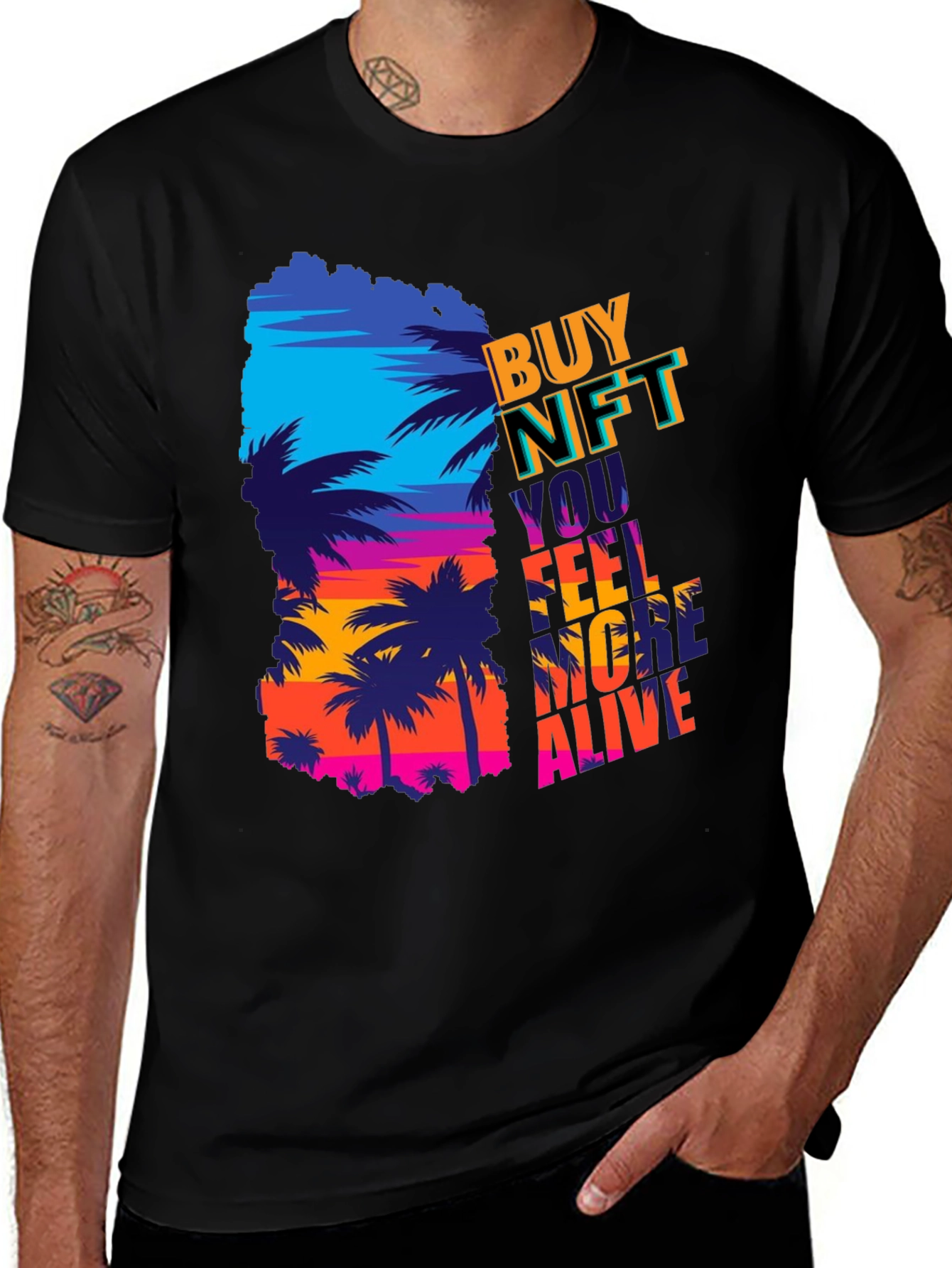 Sunset Palm Tee - Buy NFT Feel More Alive