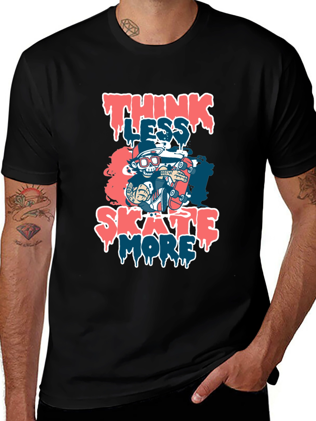 Think Less Skate More Graphic T-Shirt