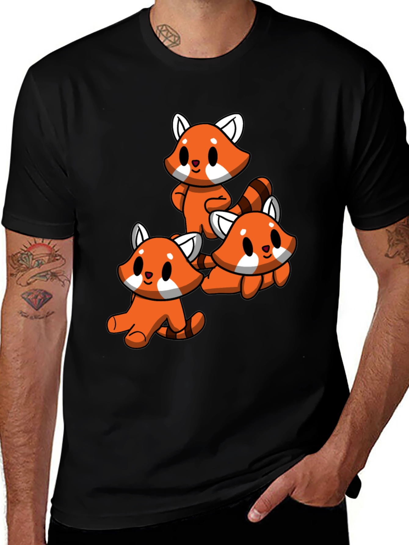 Variant 7 of Cute Red Panda T-Shirt - Black