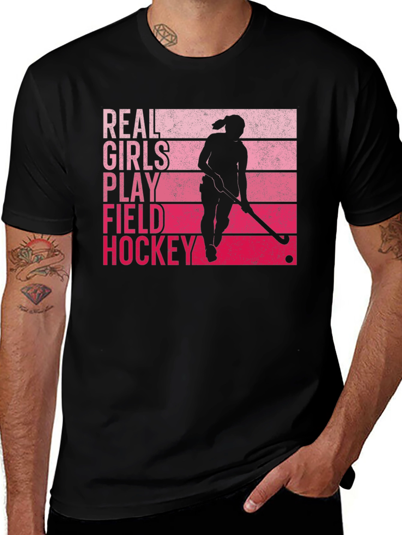 Variant 4 of Real Girls Play Field Hockey Graphic T-Shirt