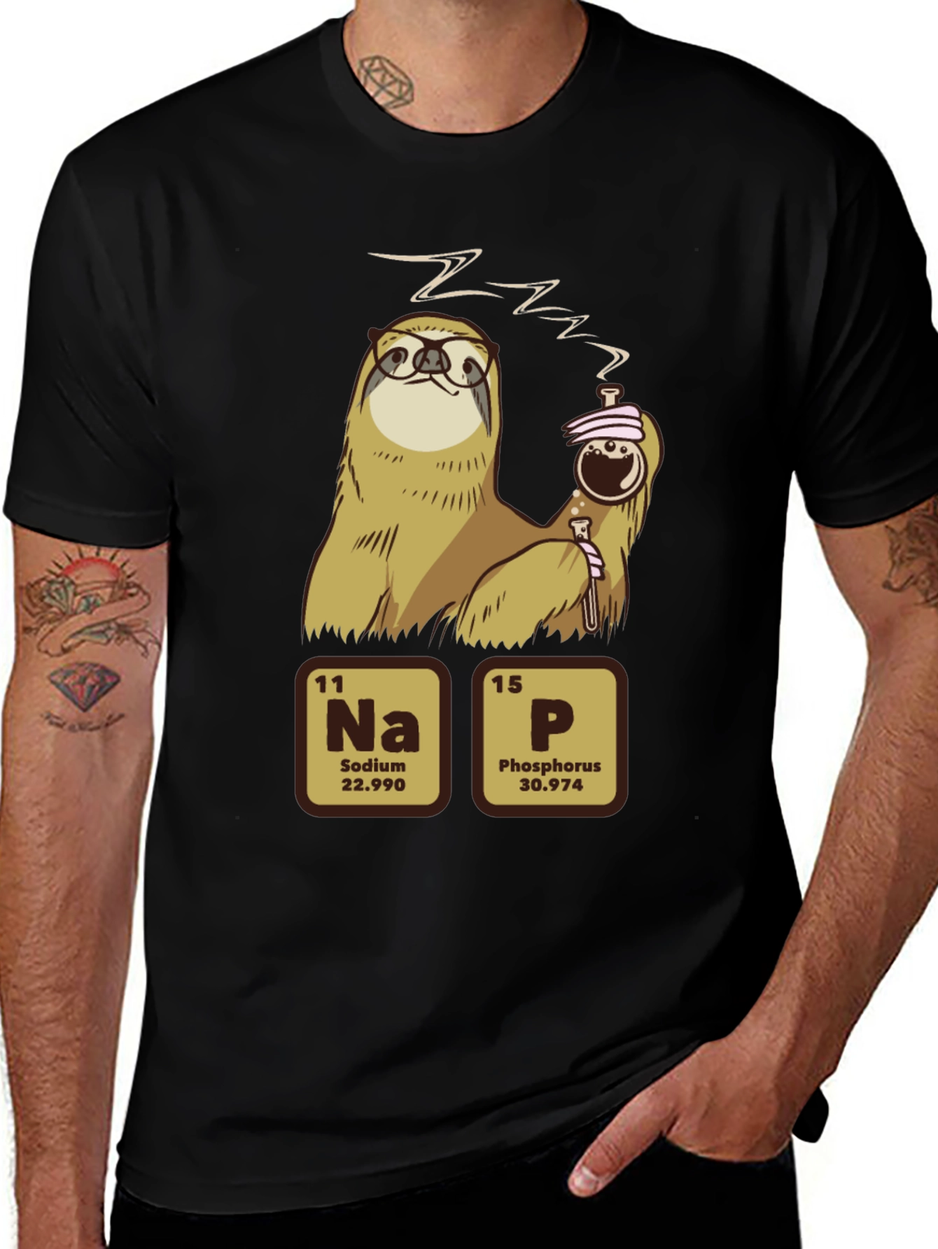 Nap Sloth Chemistry Humor T-Shirt