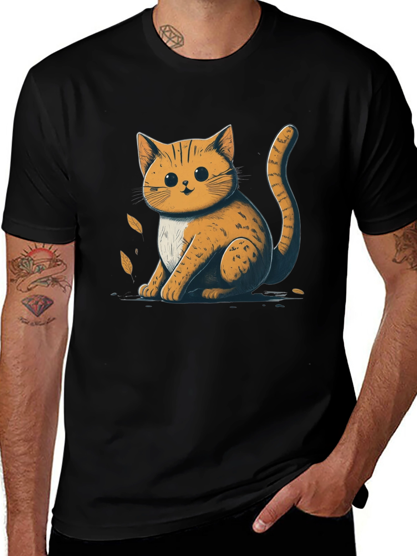 Cute Cat Graphic T-Shirt - Unisex Black Tee