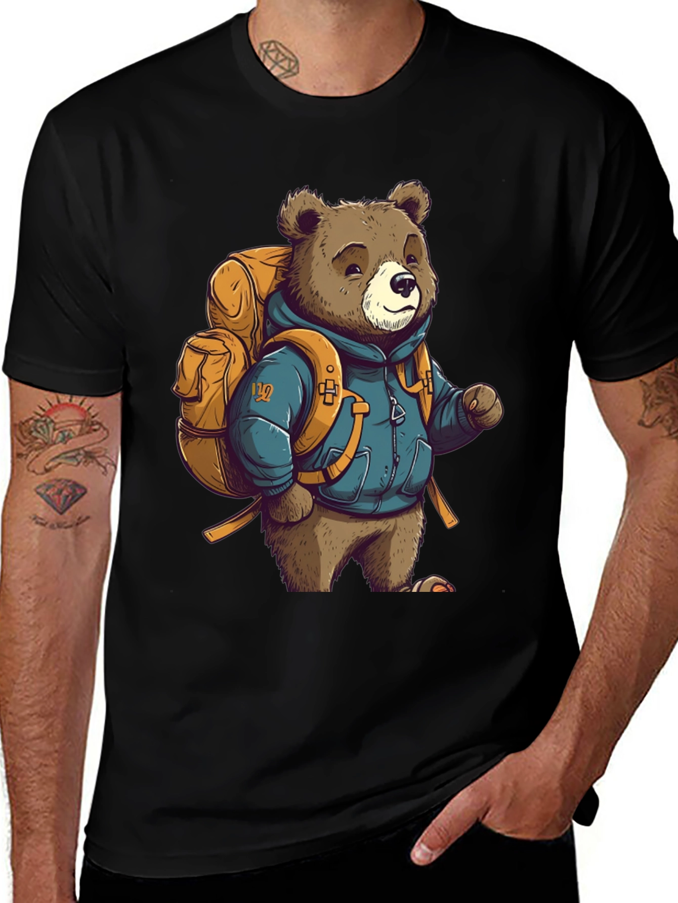 Variant 17 of Bear Hiker Graphic Tee - Adventure Ready Style