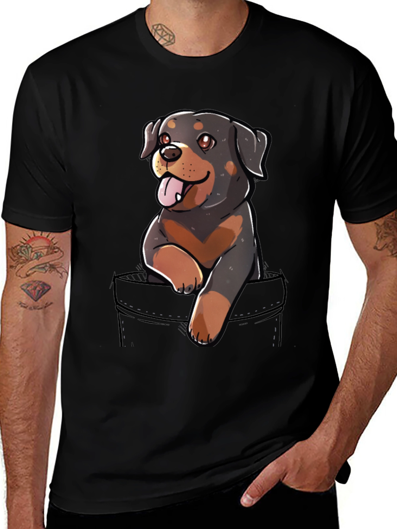 Variant 24 of Rottweiler Puppy Pocket T-Shirt - Cute Dog Tee