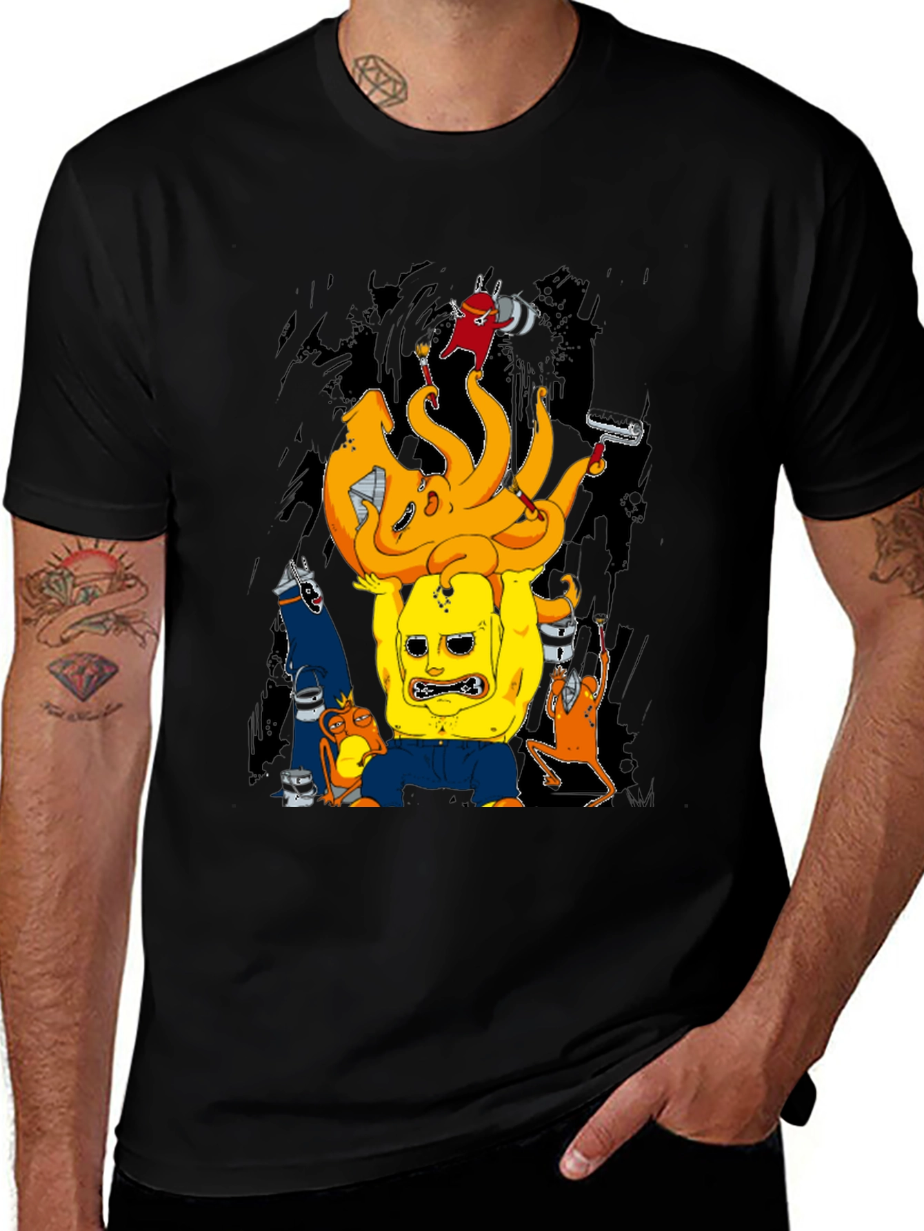 Variant 28 of Cartoon Characters Black T-Shirt