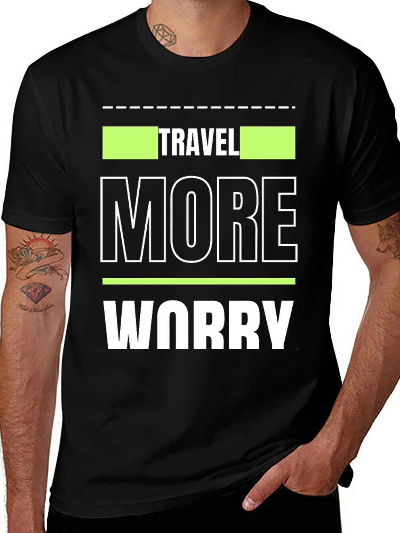 Travel More Worry Less Graphic Tee - Black Cotton T-Shirt