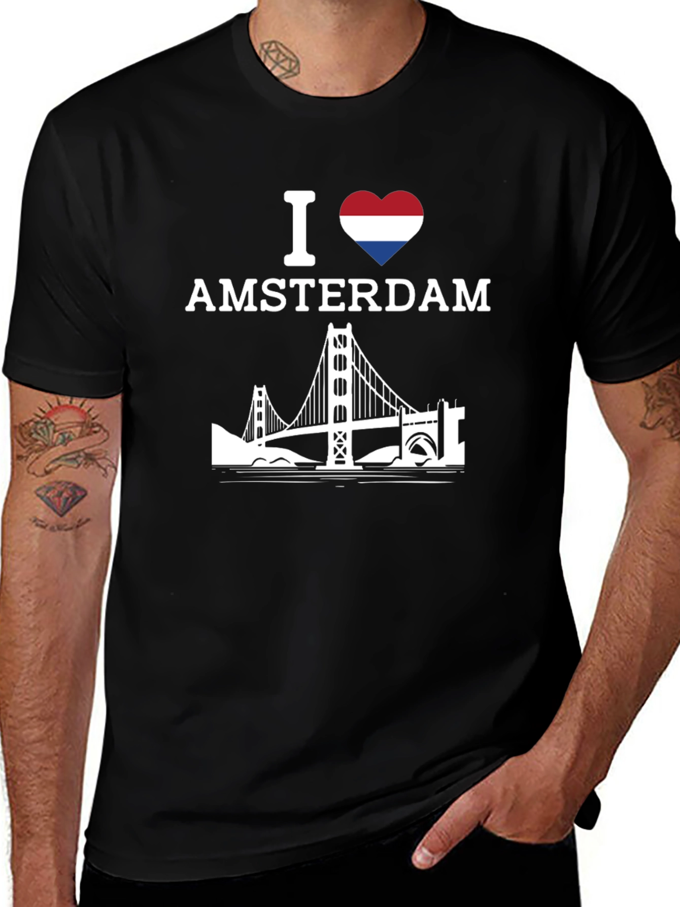 I Love Amsterdam T-Shirt - Holland Flag Heart Graphic Tee