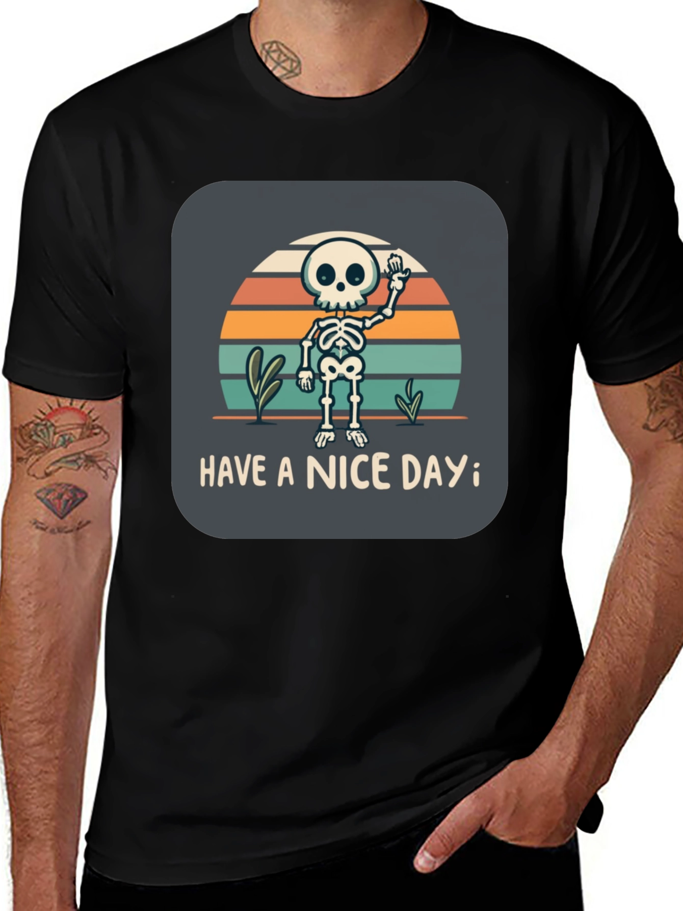 Variant 27 of Skeleton Graphic T-Shirt - Have a Nice Day!