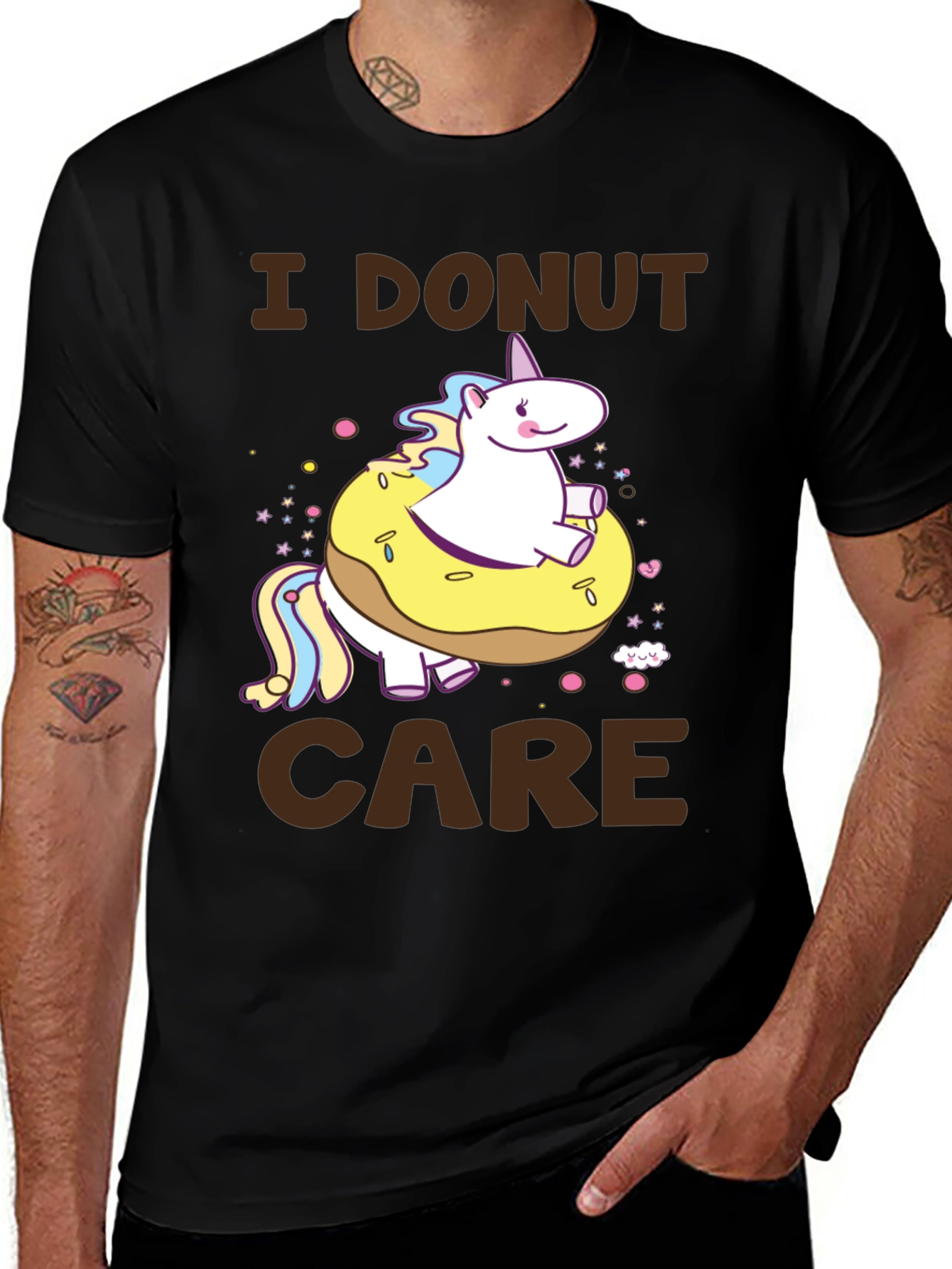 I Donut Care T-Shirt, Unicorn & Donut, Funny Tee