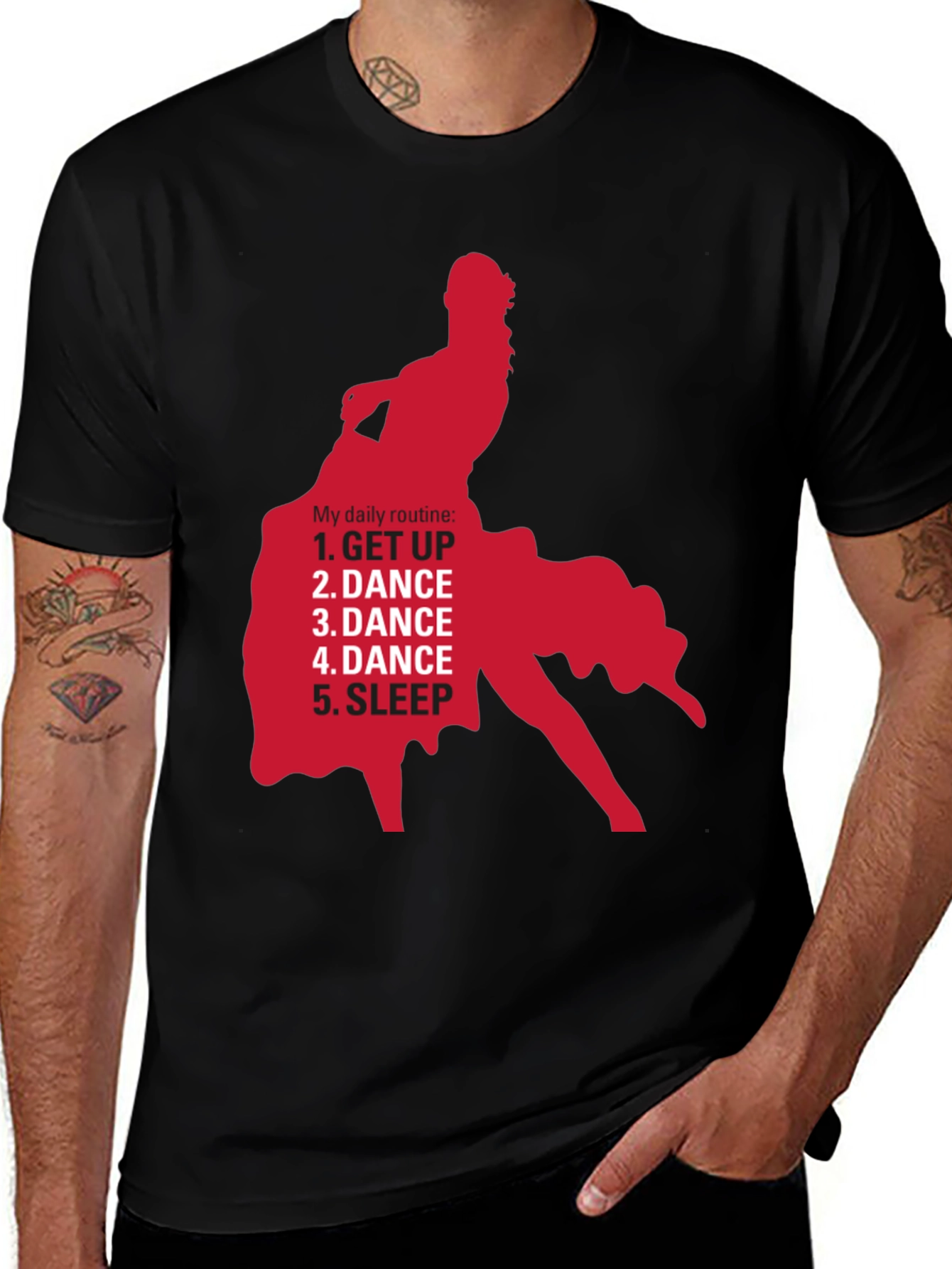 Variant 4 of Dance Routine T-Shirt - Black Graphic Tee for Dancers