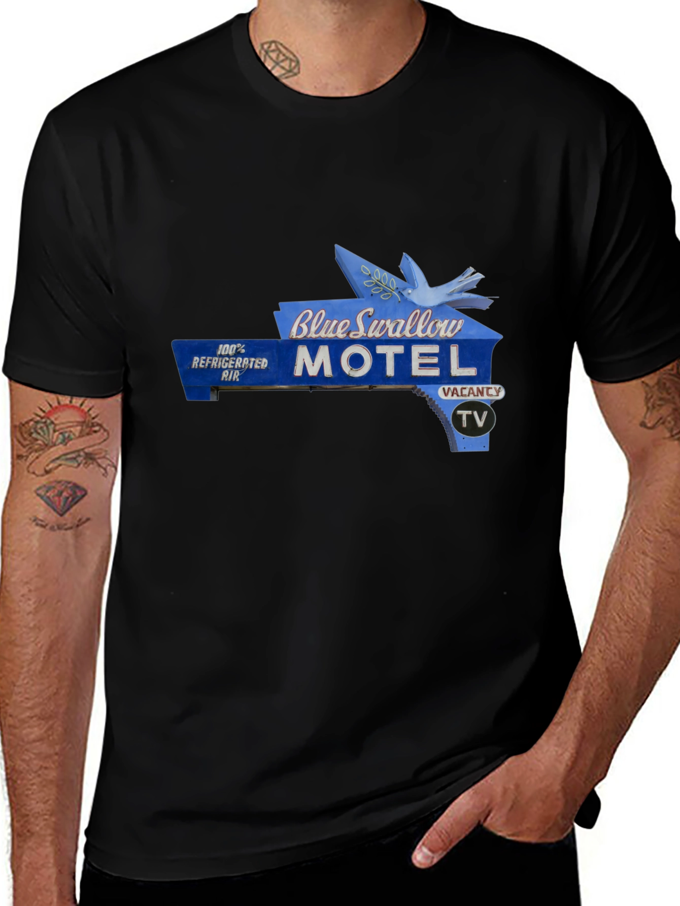 Variant 14 of Blue Swallow Motel Graphic T-Shirt - Vintage Road Trip Style