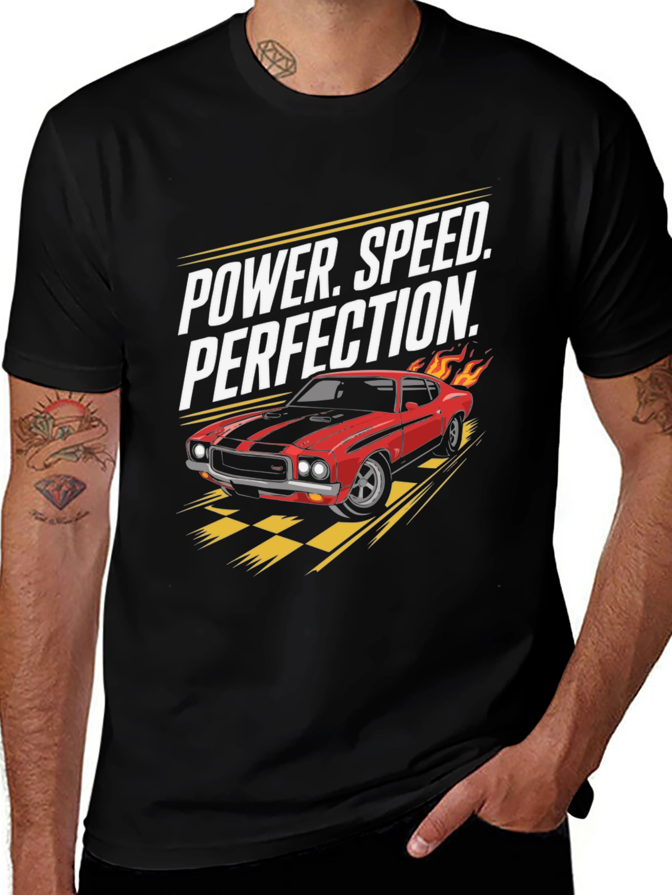 Variant 10 of Power Speed Perfection Muscle Car Graphic Tee