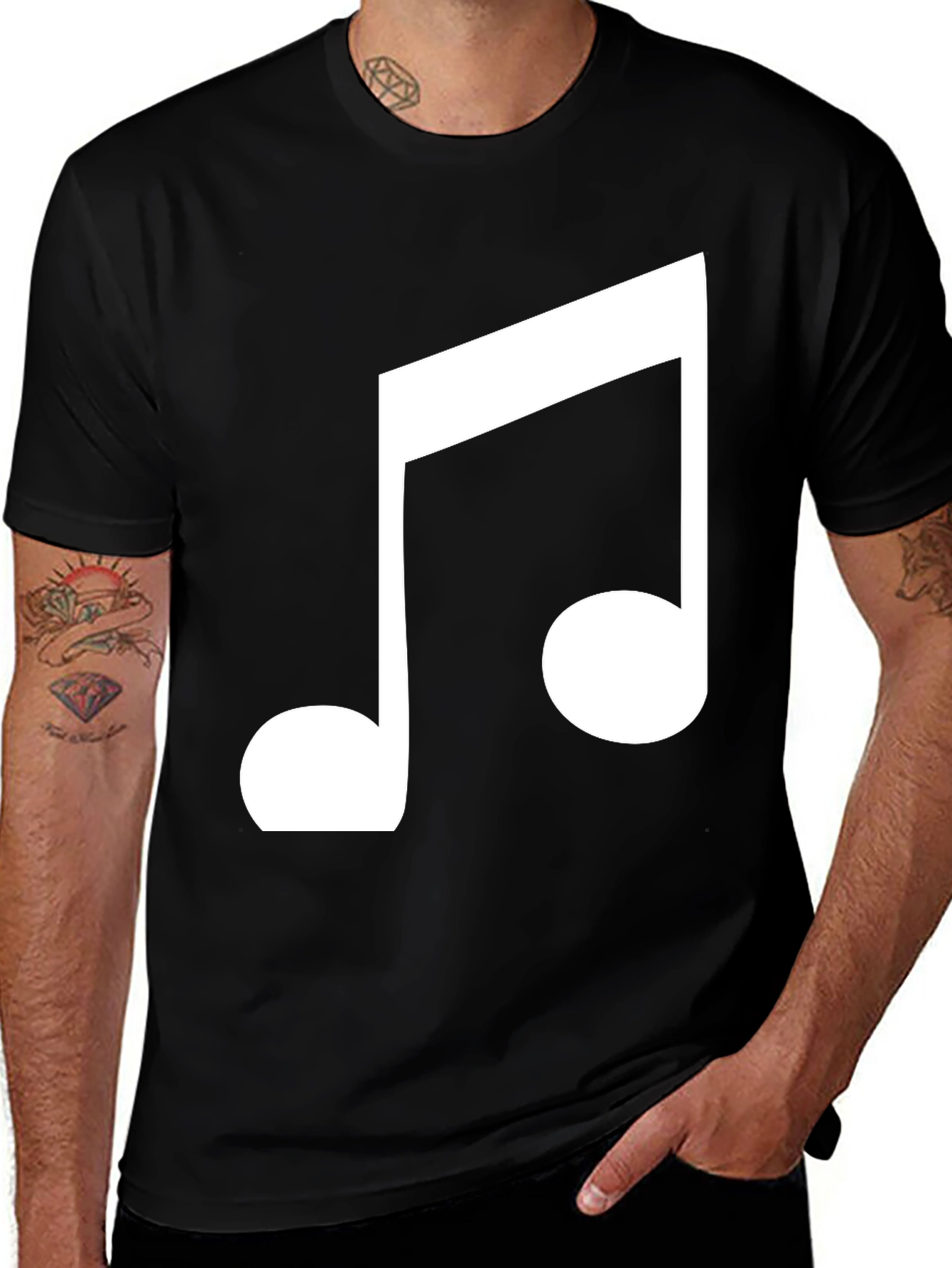 Variant 25 of Musical Note Graphic Black T-Shirt