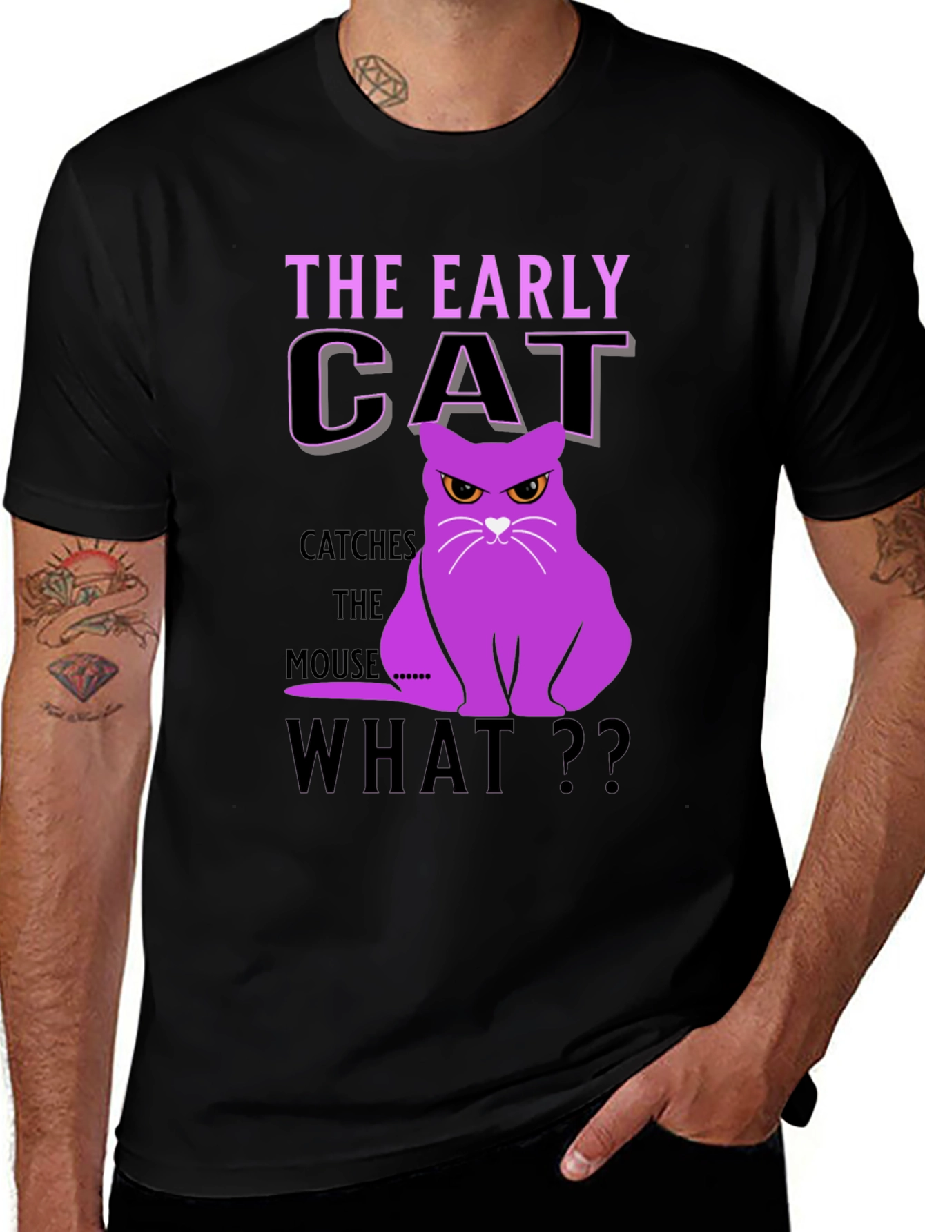 Variant 29 of Early Cat T-Shirt - Funny Cat Graphic Tee