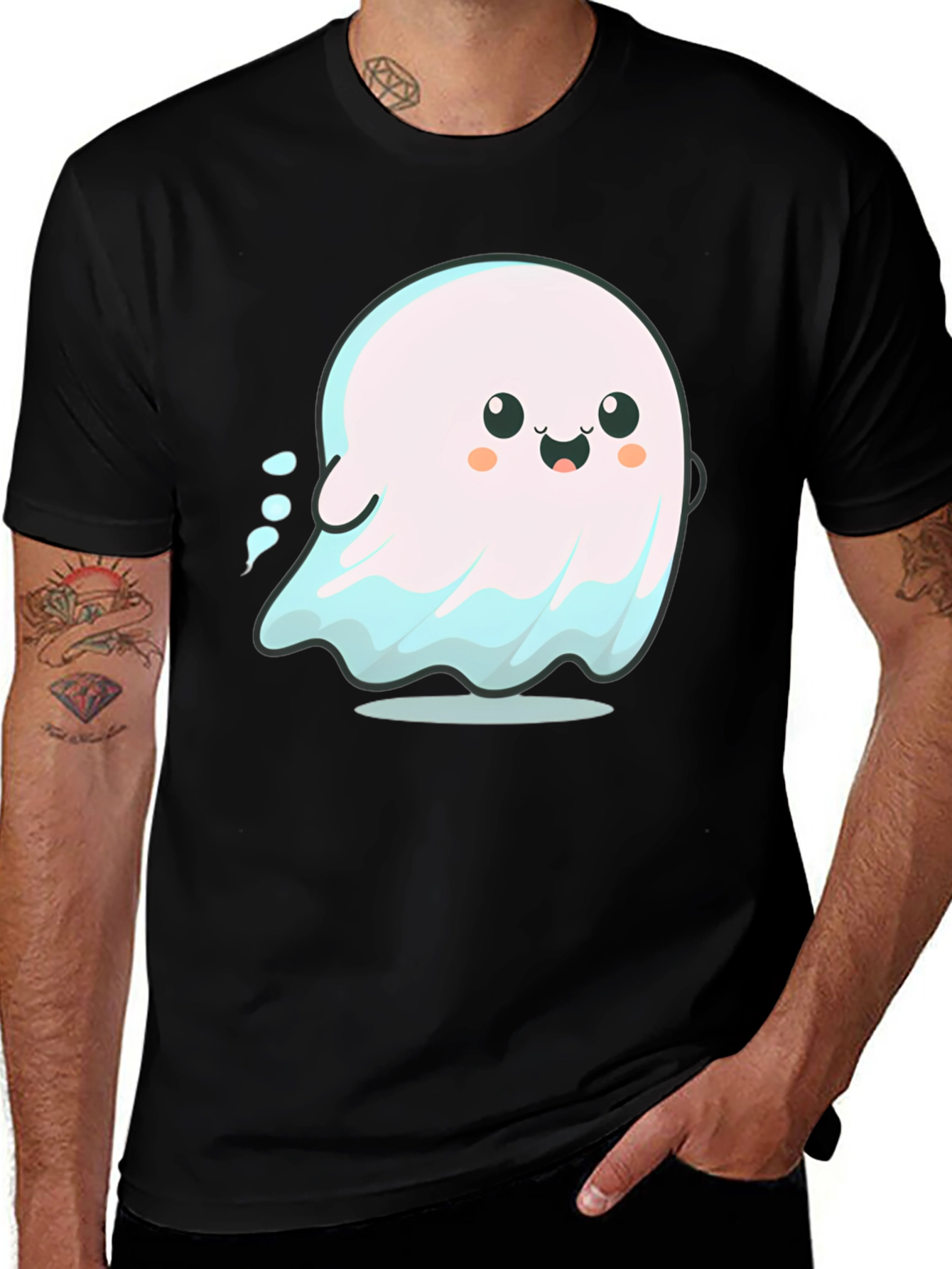 Variant 7 of Cute Ghost Graphic Tee - Spooky Season Shirt