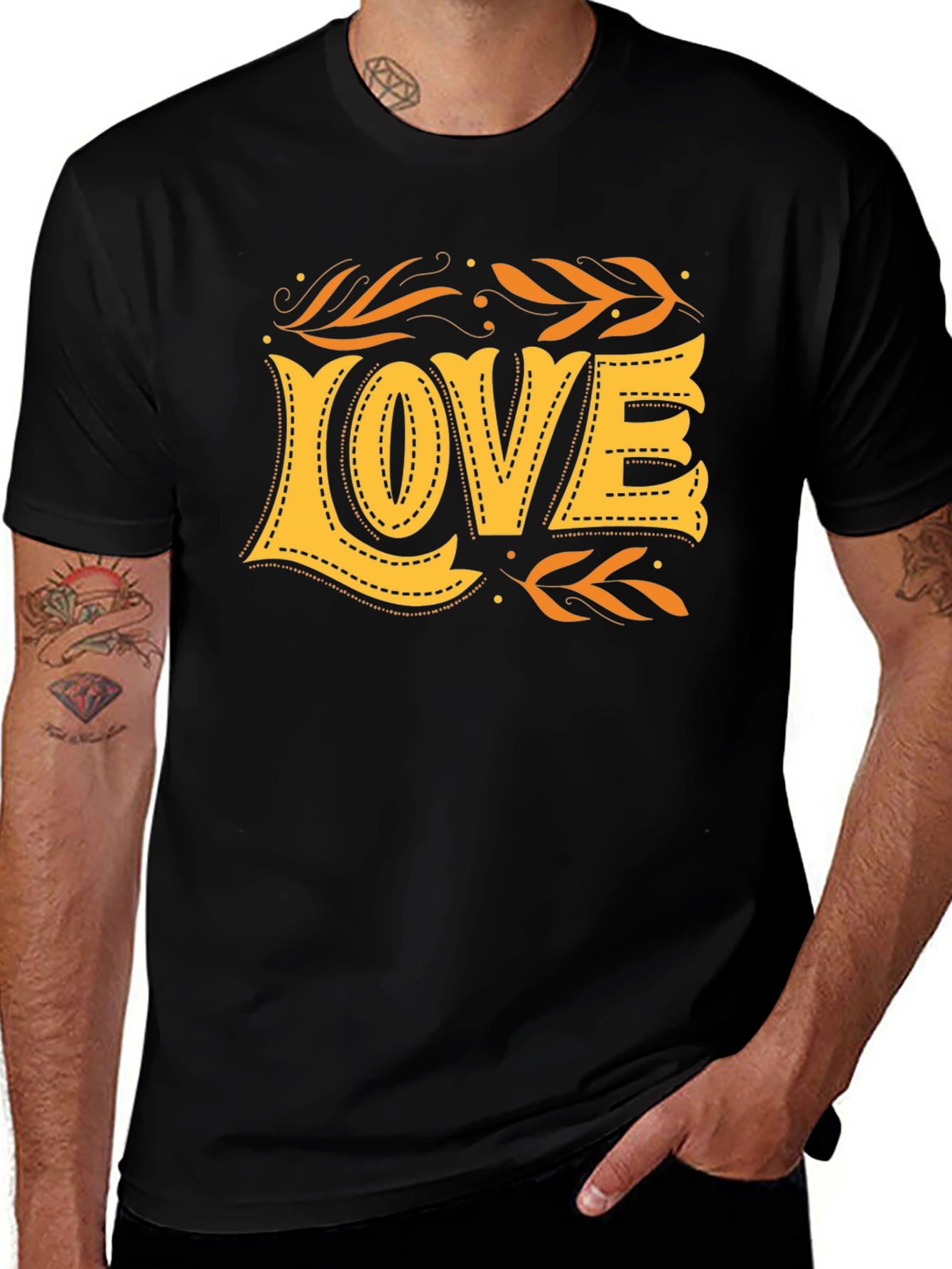 Variant 28 of Stylish 'LOVE' Graphic Print Black T-Shirt