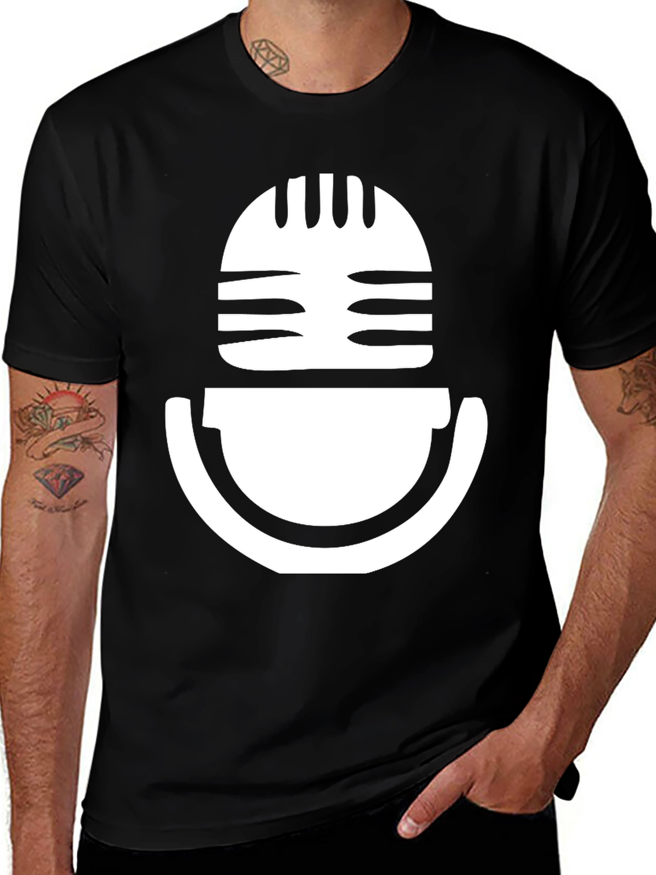 Variant 17 of Retro Microphone Graphic Tee - Classic Vocal Style