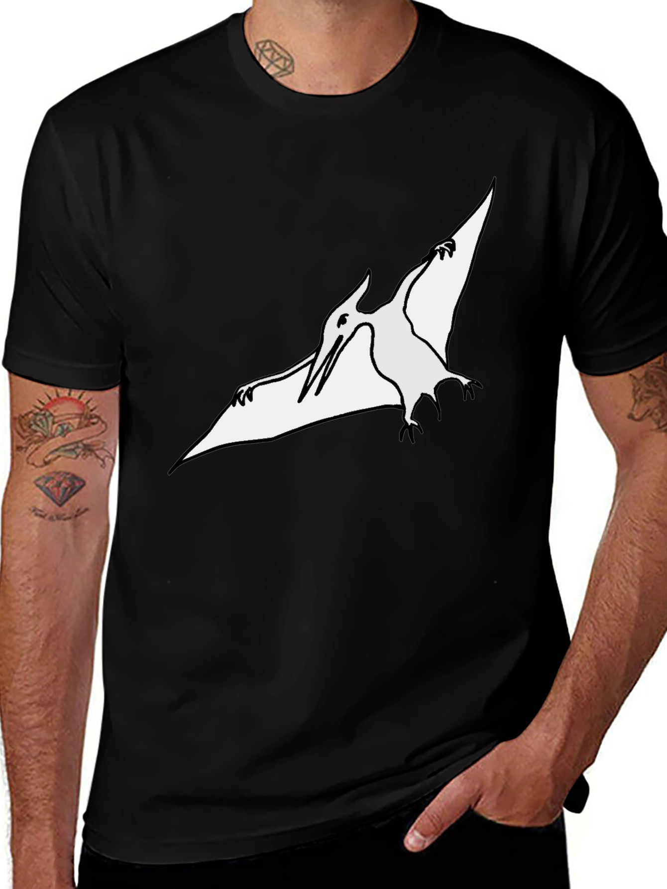 Pterodactyl Graphic Tee - Black Cotton T-Shirt