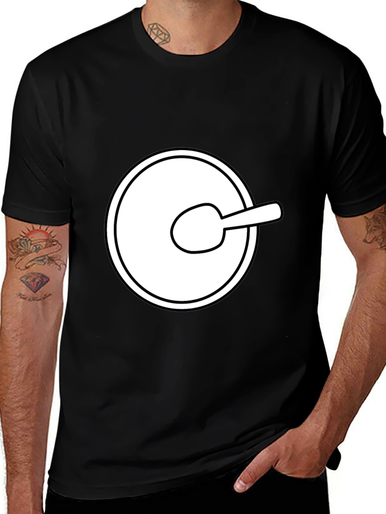 Variant 21 of Funny Cartoon Spoon Circle Black Tee Shirt