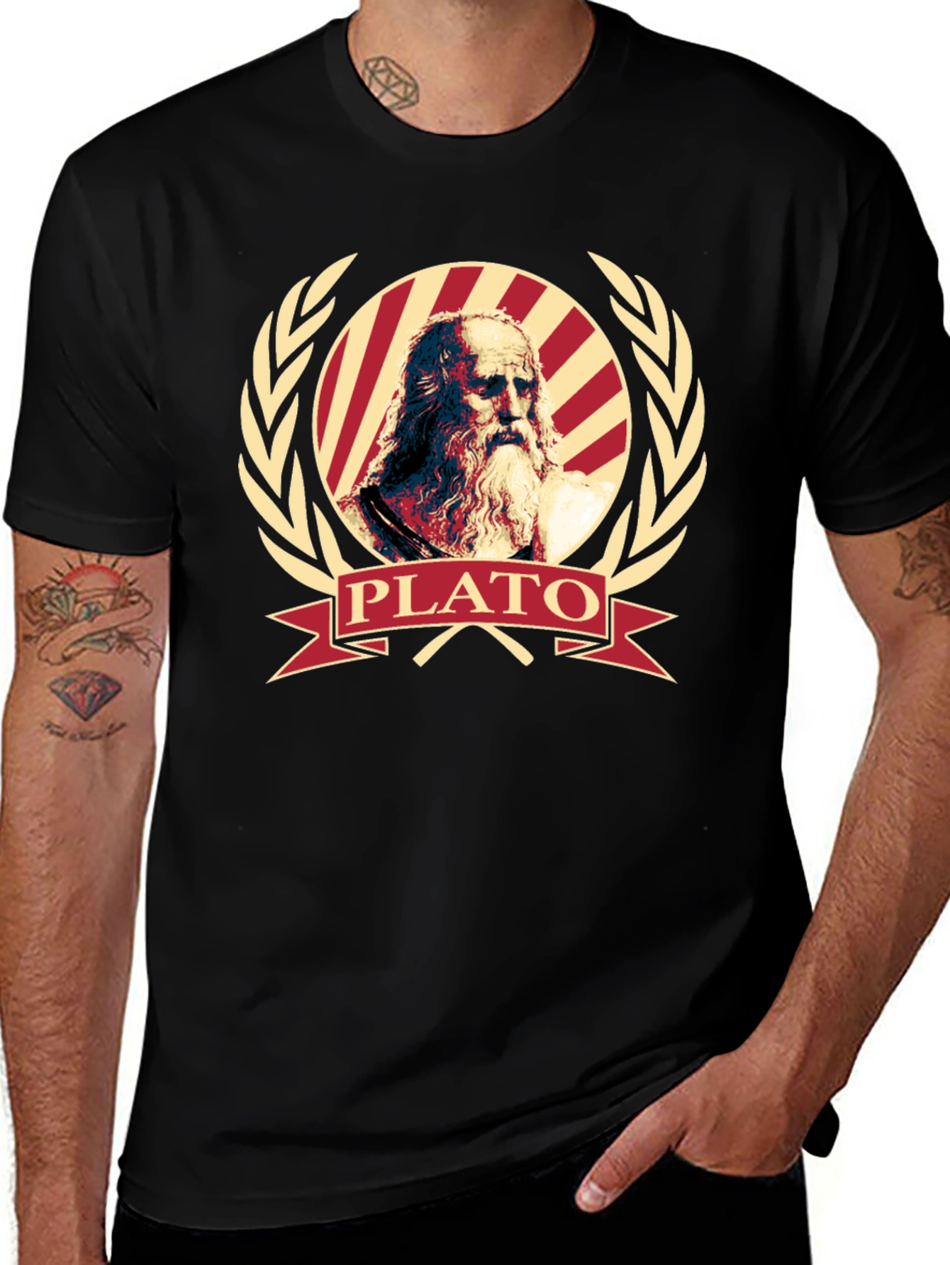 Variant 17 of Plato Graphic Tee - Black Cotton Blend