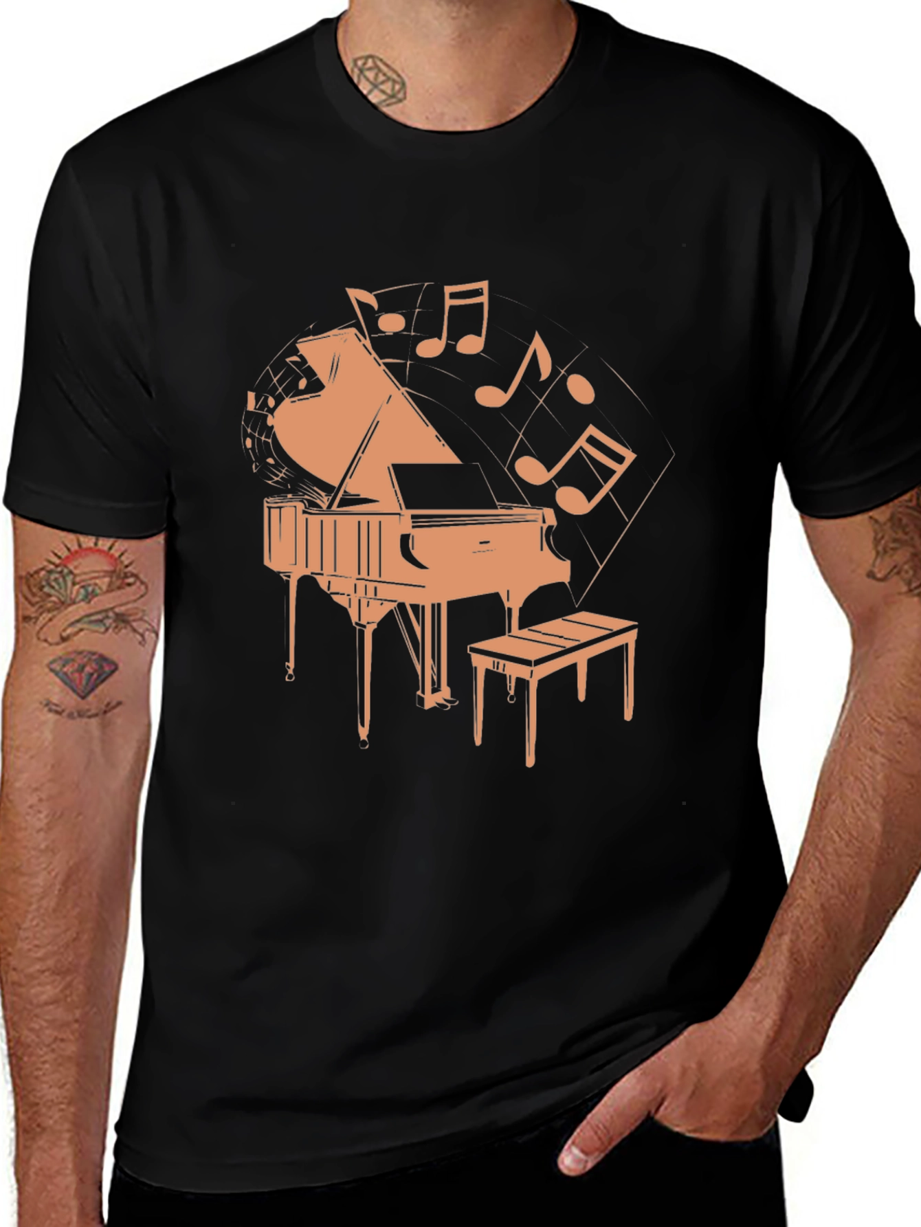 Variant 29 of Piano and Music Notes Graphic T-Shirt