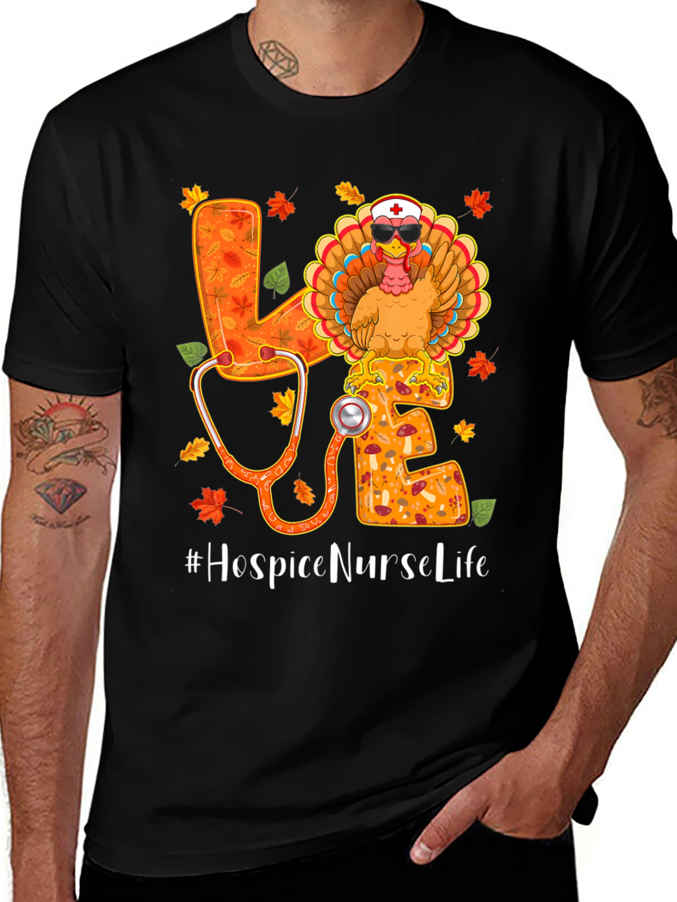 Hospice Nurse Life Thanksgiving Turkey T-Shirt