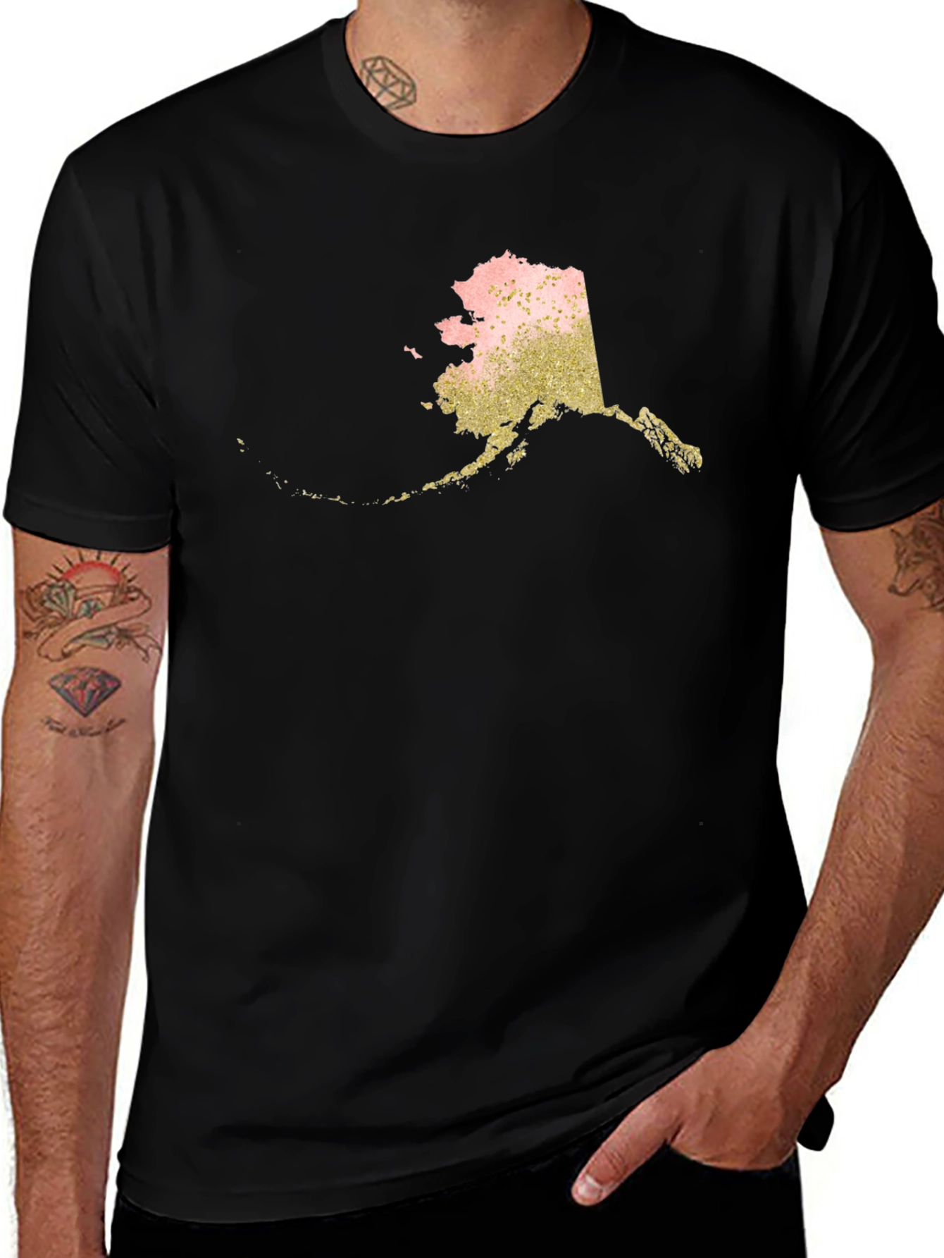 Alaska State Graphic Print Tee - Black