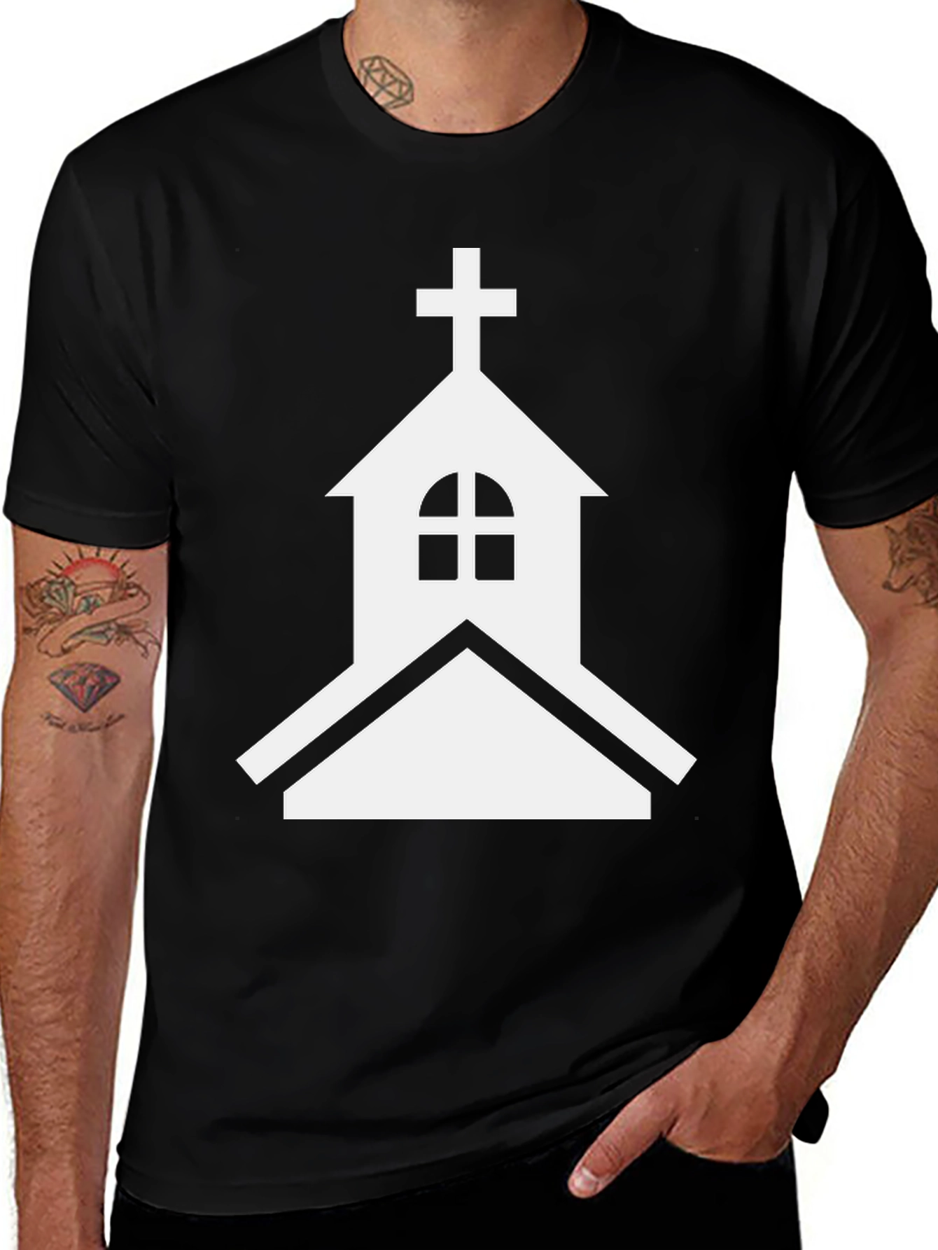 Variant 27 of Church Graphic Tee - Black Cotton Blend