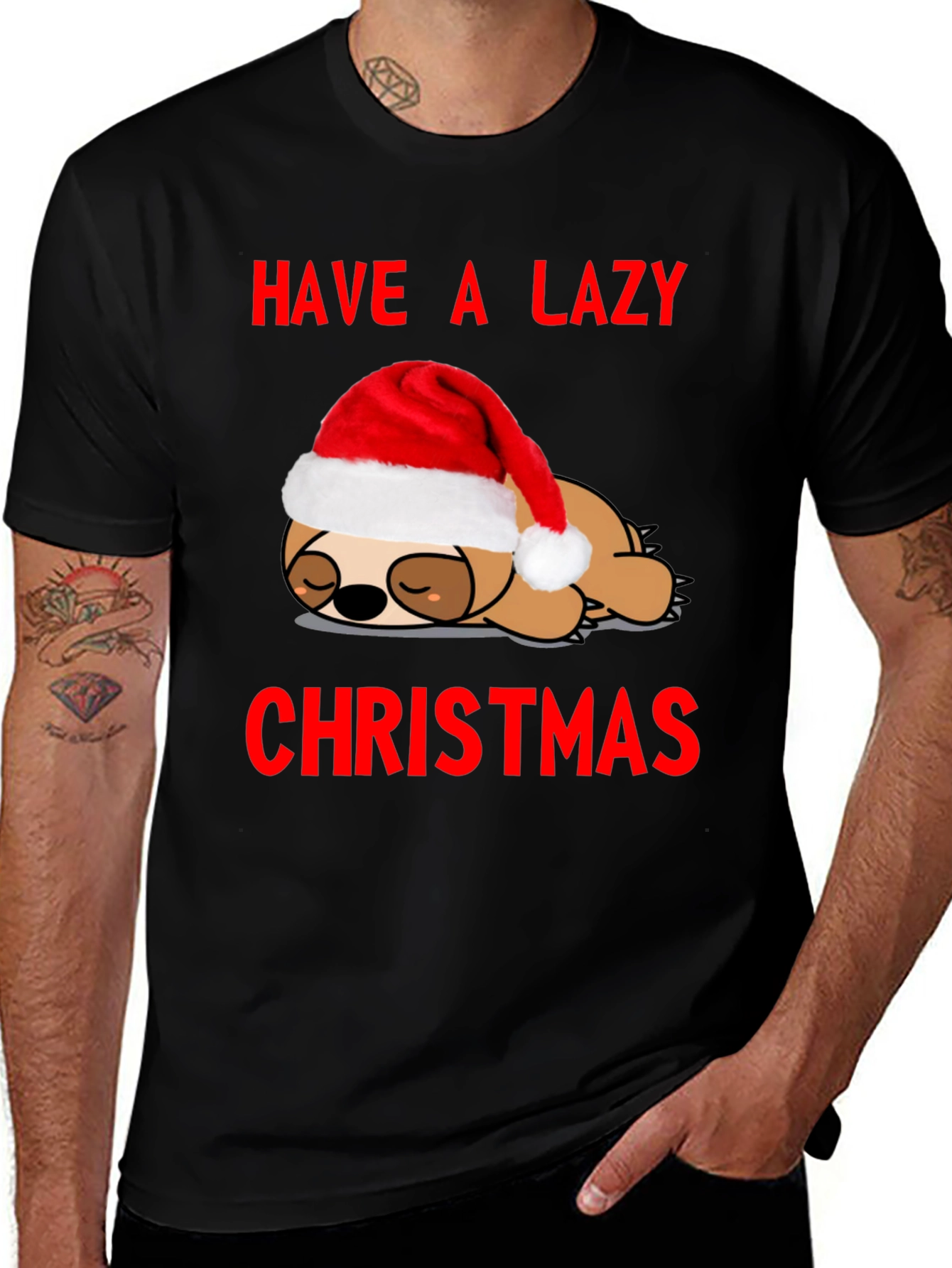 Lazy Christmas Sloth Graphic Tee