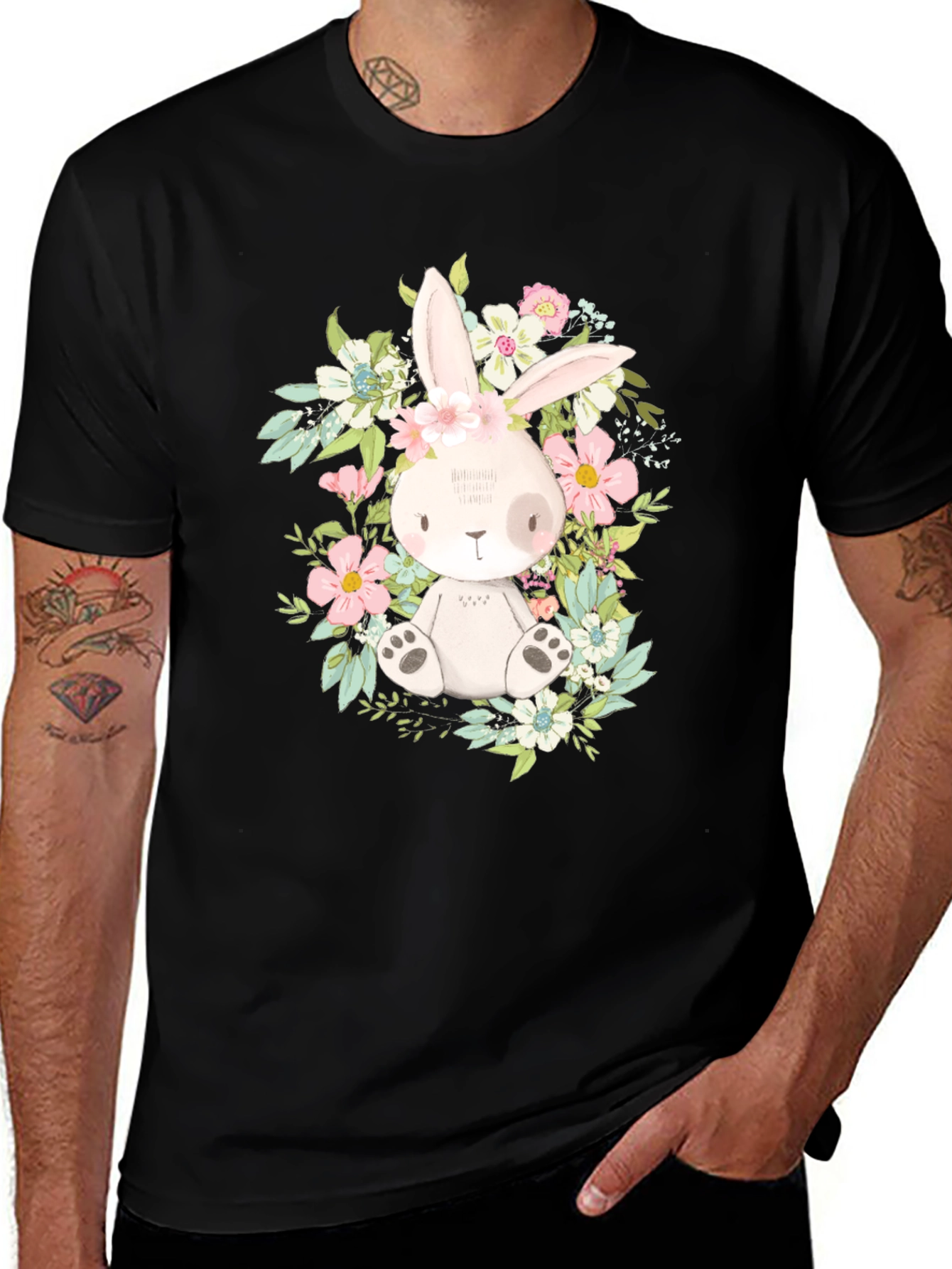 Variant 10 of Floral Bunny Graphic Tee - Cute & Comfy