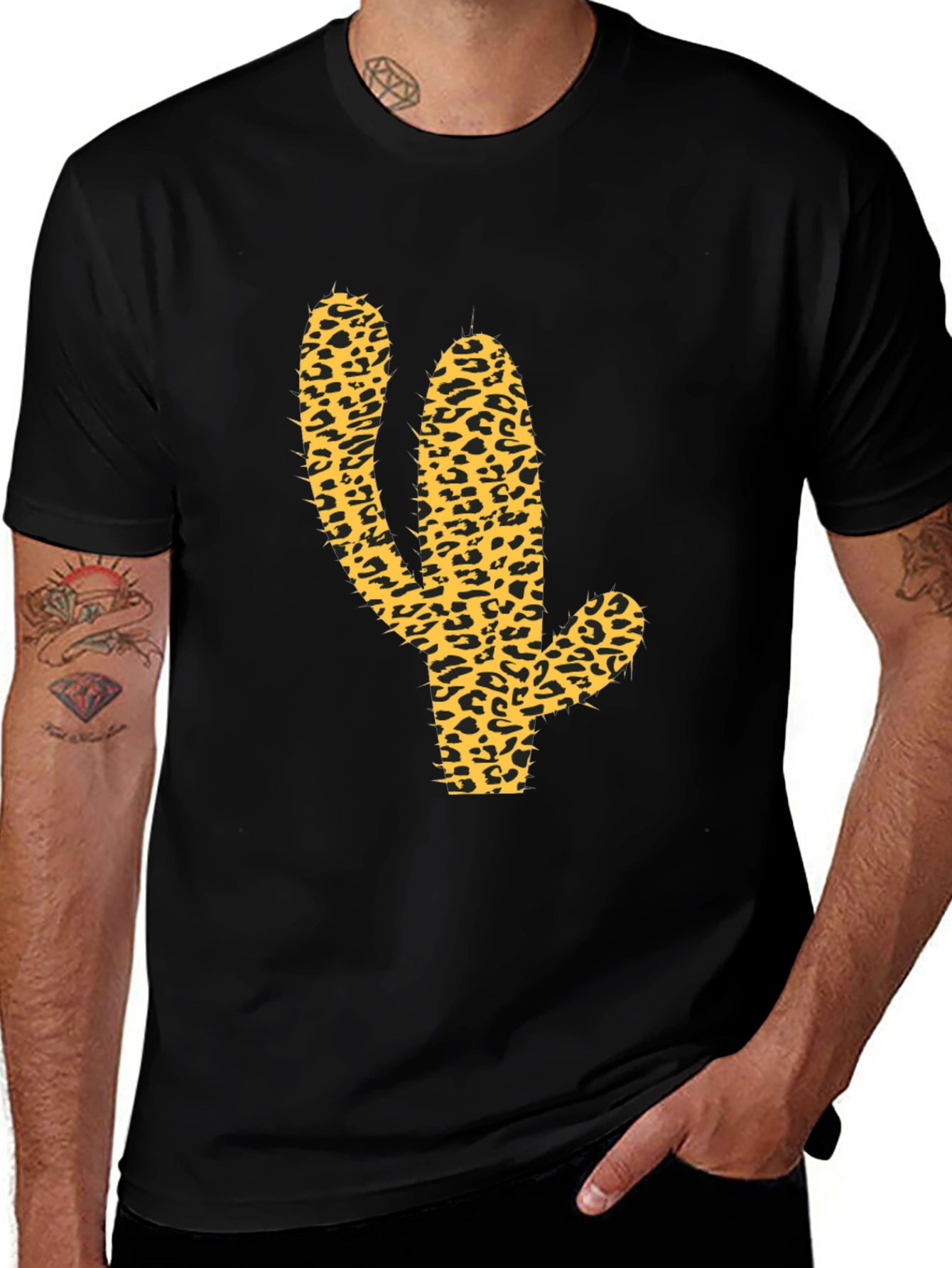 Variant 29 of Leopard Cactus Graphic Tee - Western Style