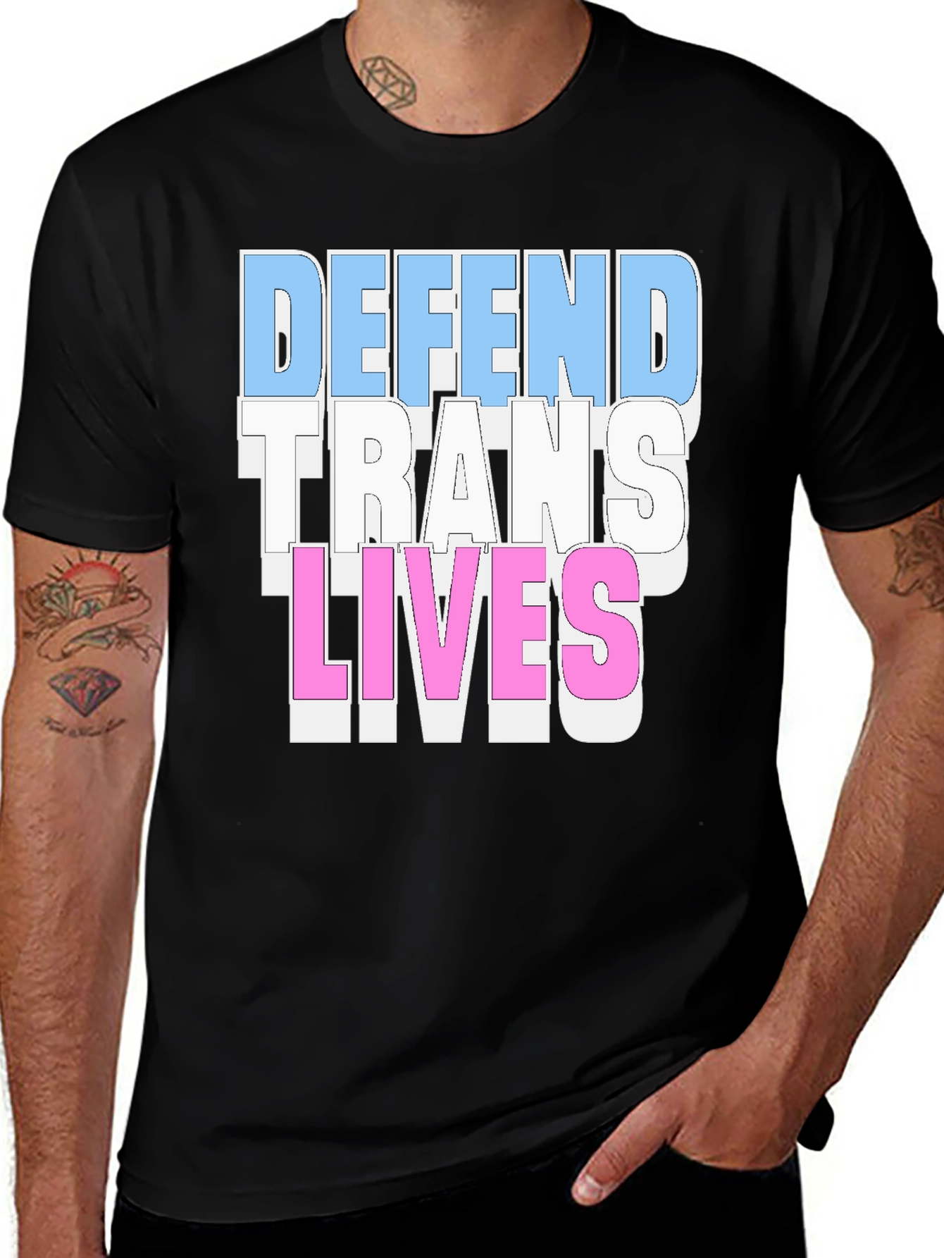 Variant 7 of Defend Trans Lives Graphic T-Shirt - Support LGBTQ+ Rights