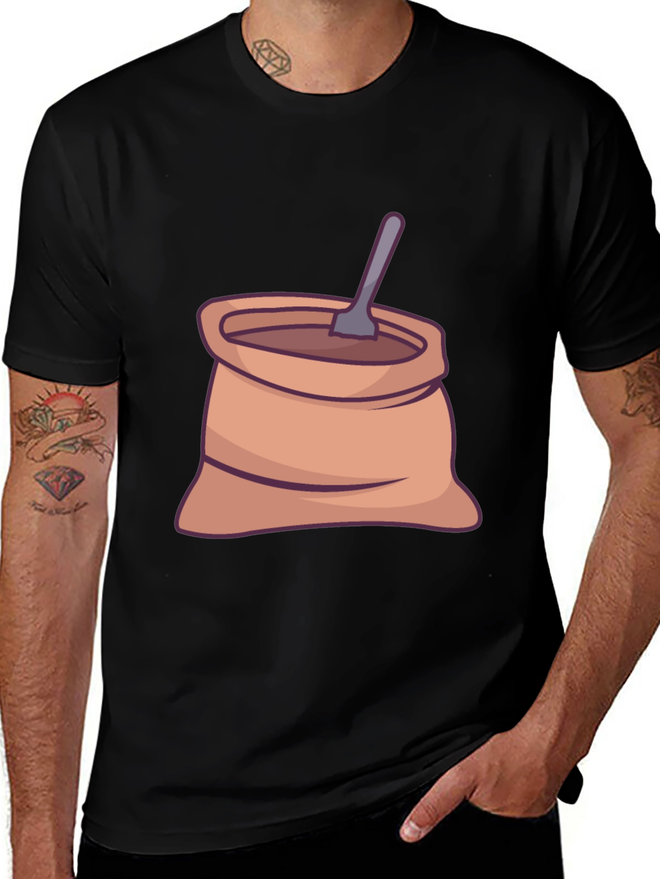 Variant 16 of Coffee Sack Graphic Tee - Casual Black T-Shirt