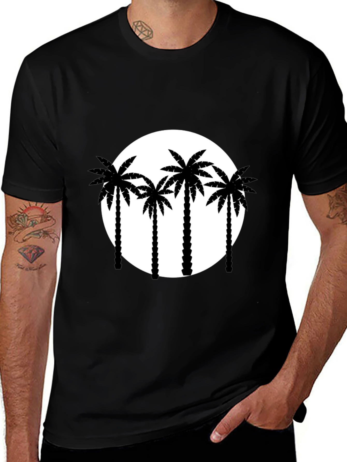 Variant 15 of Palm Tree Silhouette Graphic Black T-Shirt