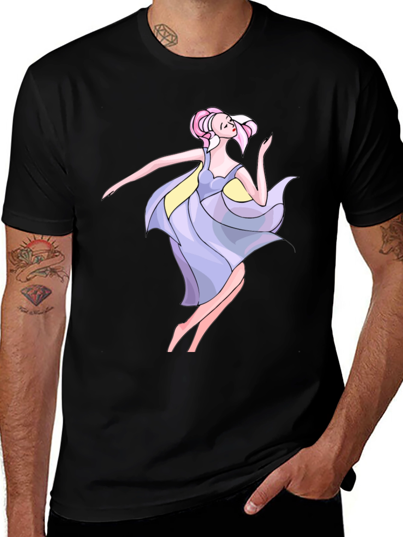 Variant 25 of Black T-Shirt with Artistic Dancer Print