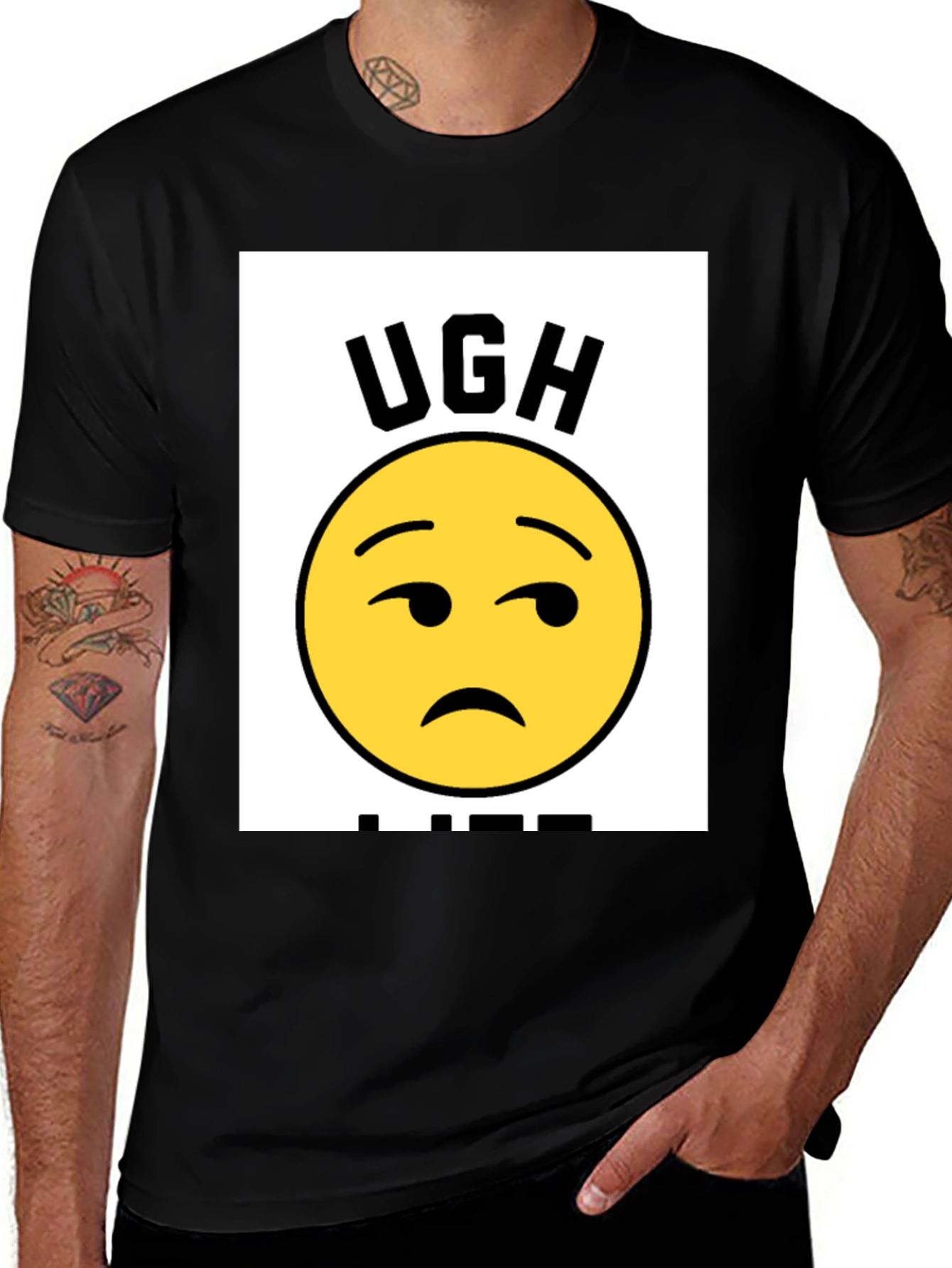 Variant 22 of Ugh Life Graphic T-Shirt - Black Casual Tee