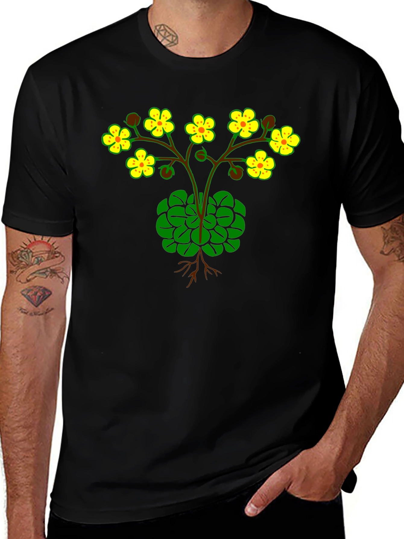 Variant 17 of Botanical Graphic T-Shirt - Black Cotton Tee