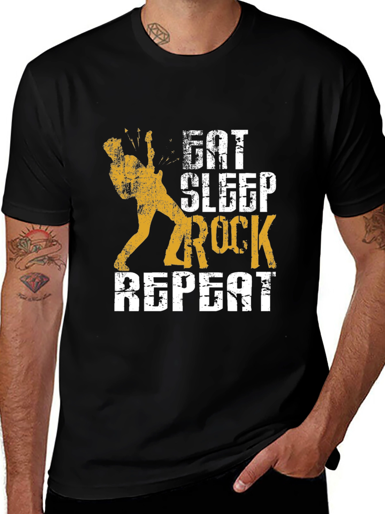 Variant 4 of Eat Sleep Rock Repeat Black Graphic Tee