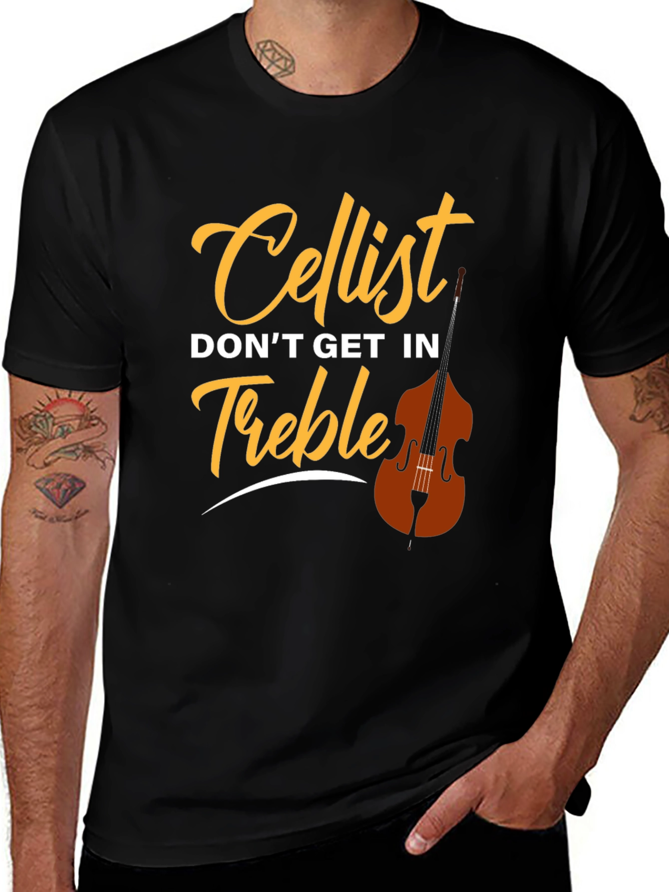 Variant 5 of Cellist Treble Music T-Shirt - Unisex