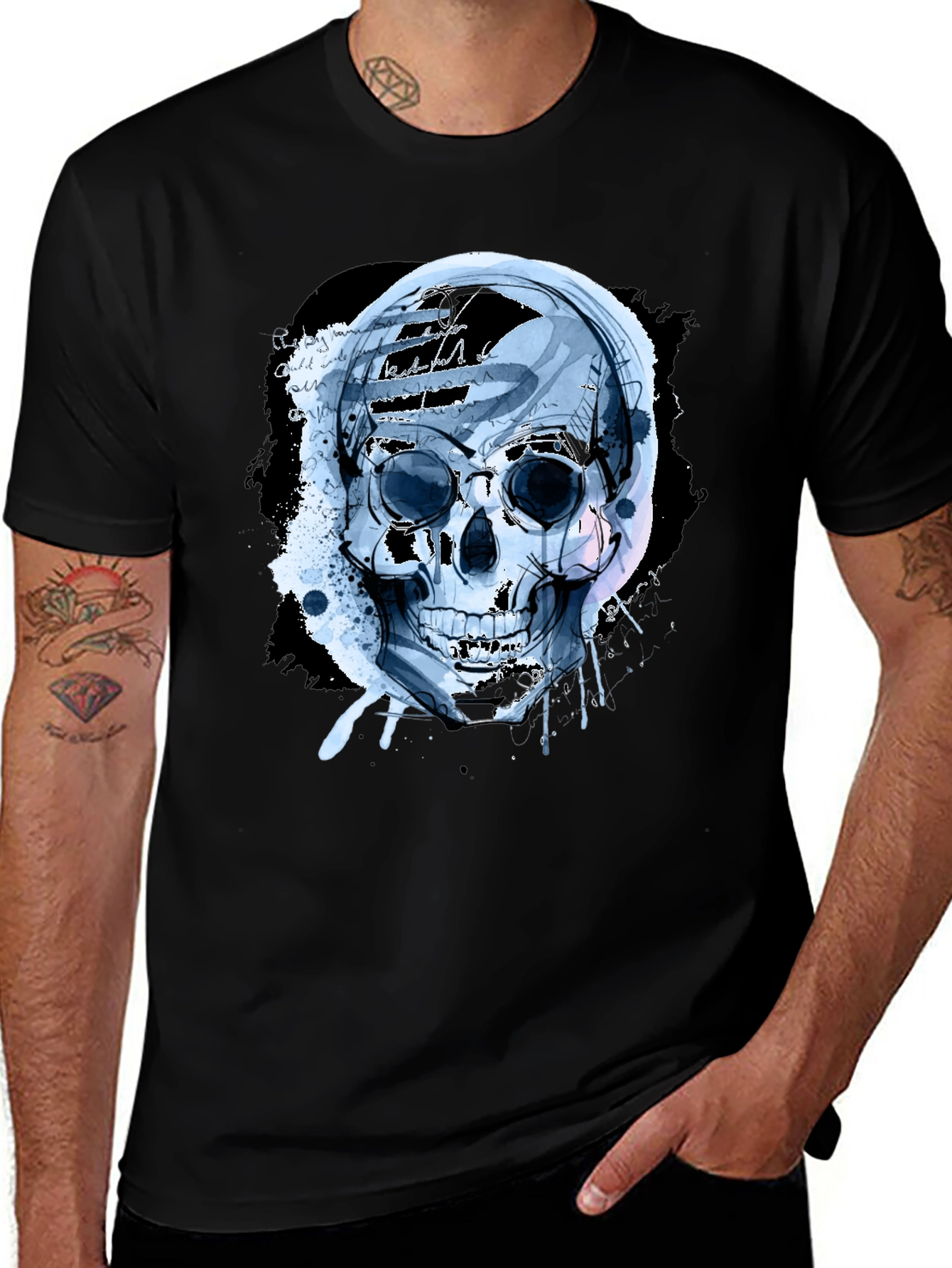 Variant 12 of Skull Graphic T-Shirt - Men's Black Tee