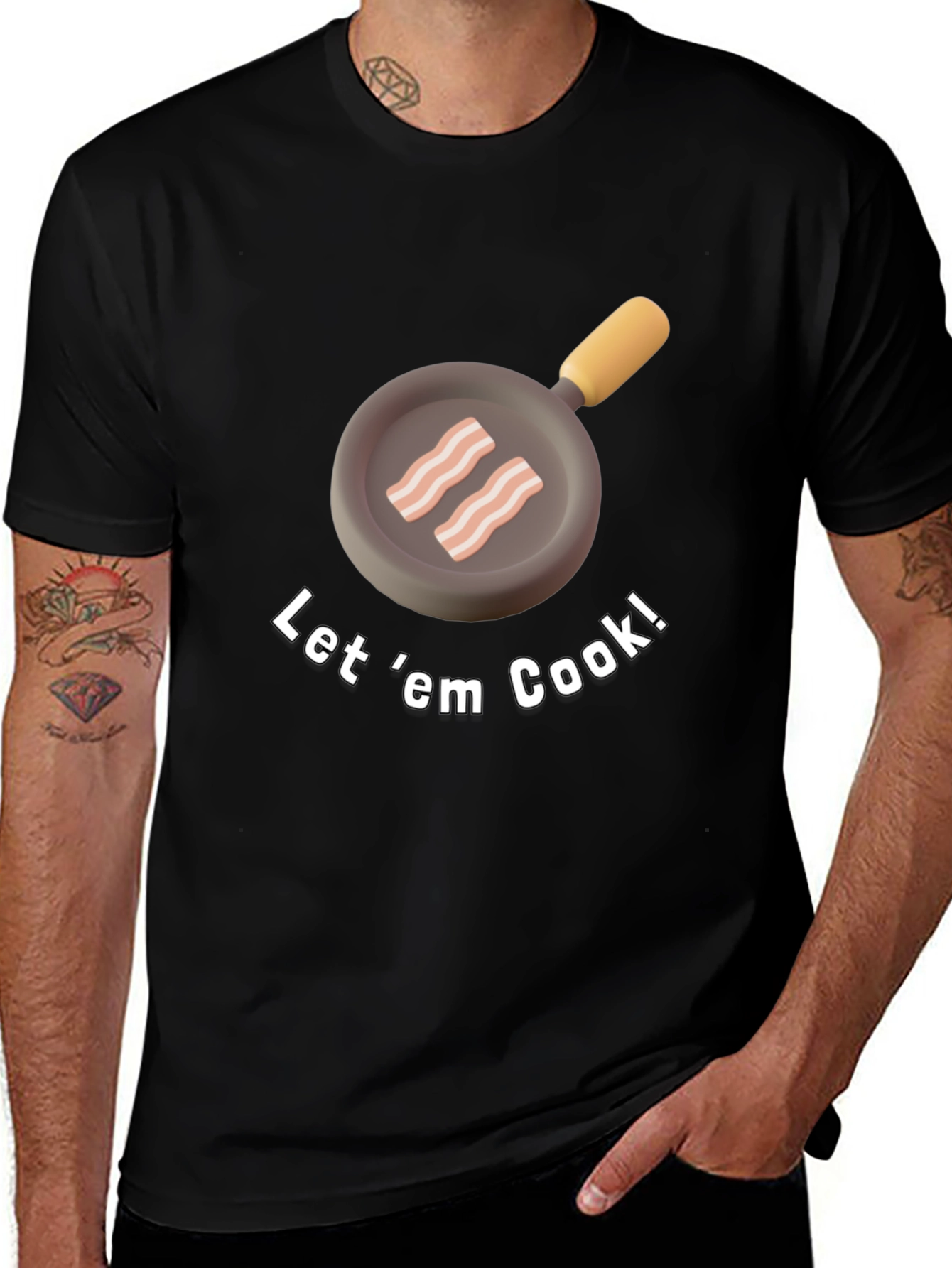 Variant 14 of Bacon Frying Pan Graphic Tee - "Let 'em Cook!" T-Shirt