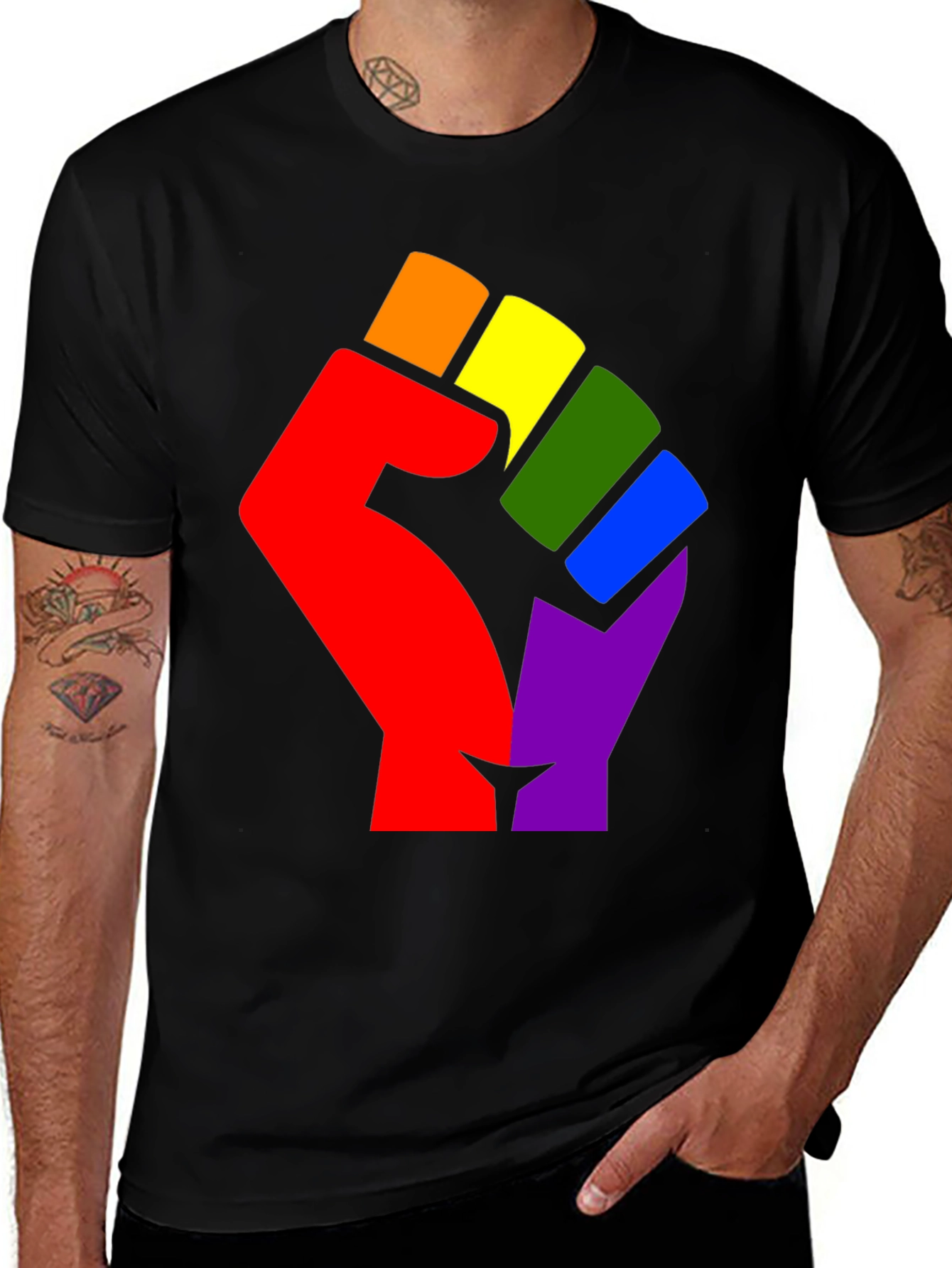 Variant 17 of Pride Fist T-Shirt - Rainbow Equality Tee