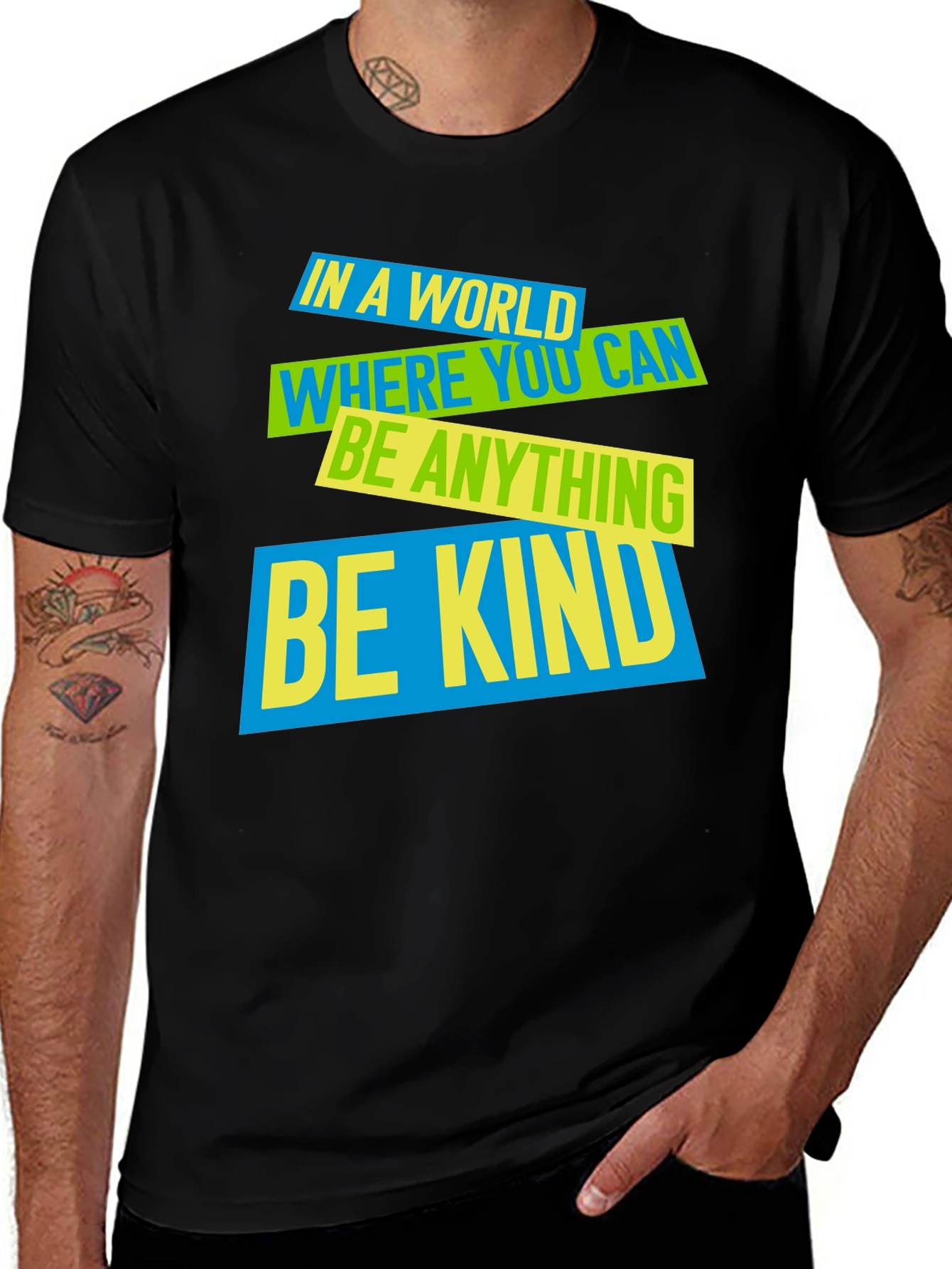Variant 21 of Be Kind Graphic T-Shirt - Men's Black Tee